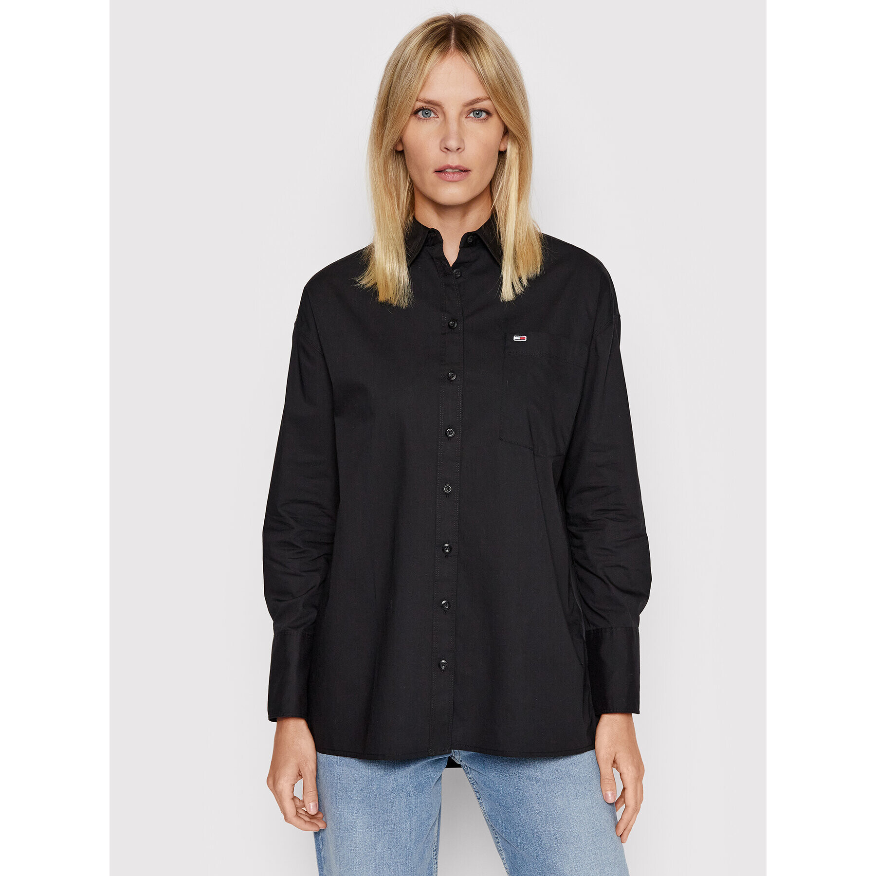 Tommy Jeans Риза Oversized Poplin DW0DW12080 Черен Oversize - Pepit.bg