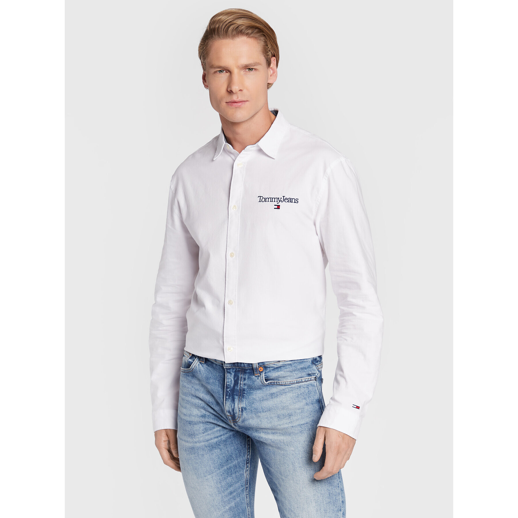 Tommy Jeans Риза Serif Linear Oxford DM0DM15143 Бял Classic Fit - Pepit.bg
