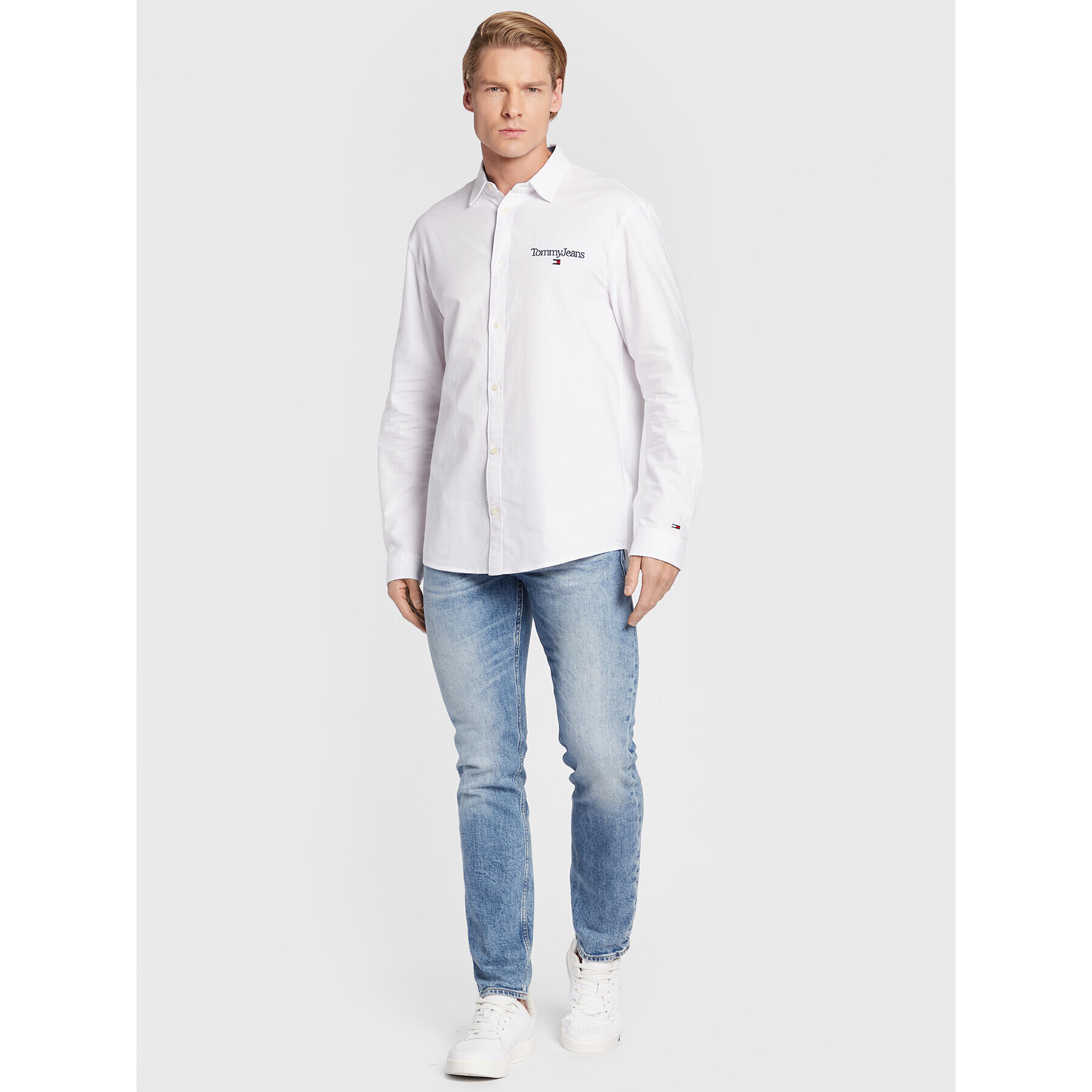 Tommy Jeans Риза Serif Linear Oxford DM0DM15143 Бял Classic Fit - Pepit.bg