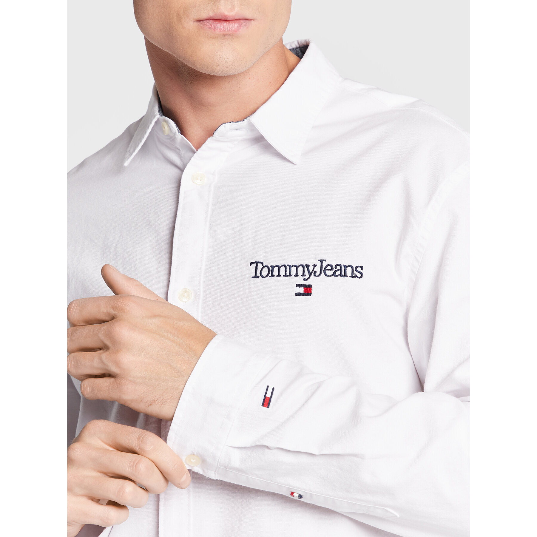 Tommy Jeans Риза Serif Linear Oxford DM0DM15143 Бял Classic Fit - Pepit.bg