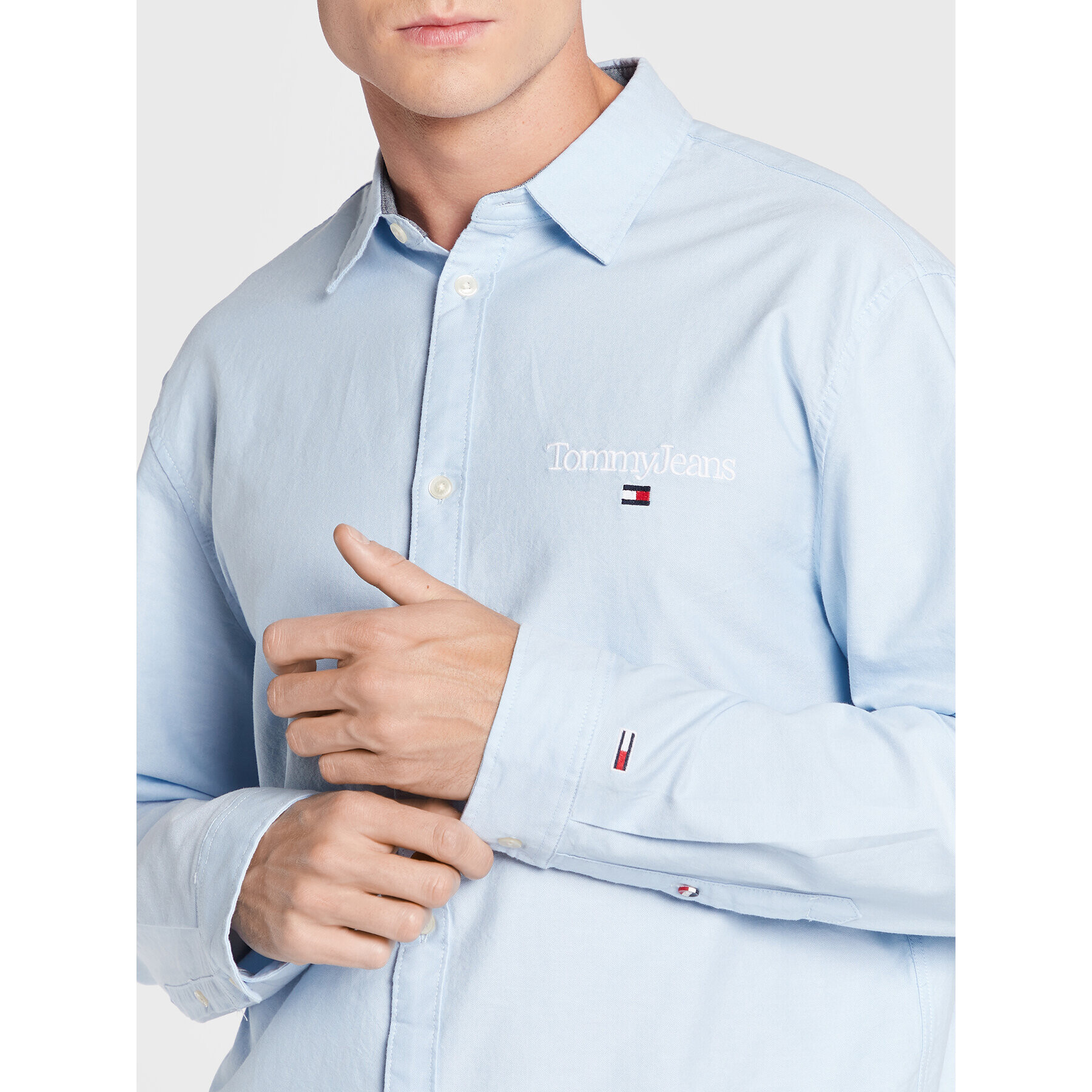 Tommy Jeans Риза Serif Linear Oxford DM0DM15143 Син Classic Fit - Pepit.bg