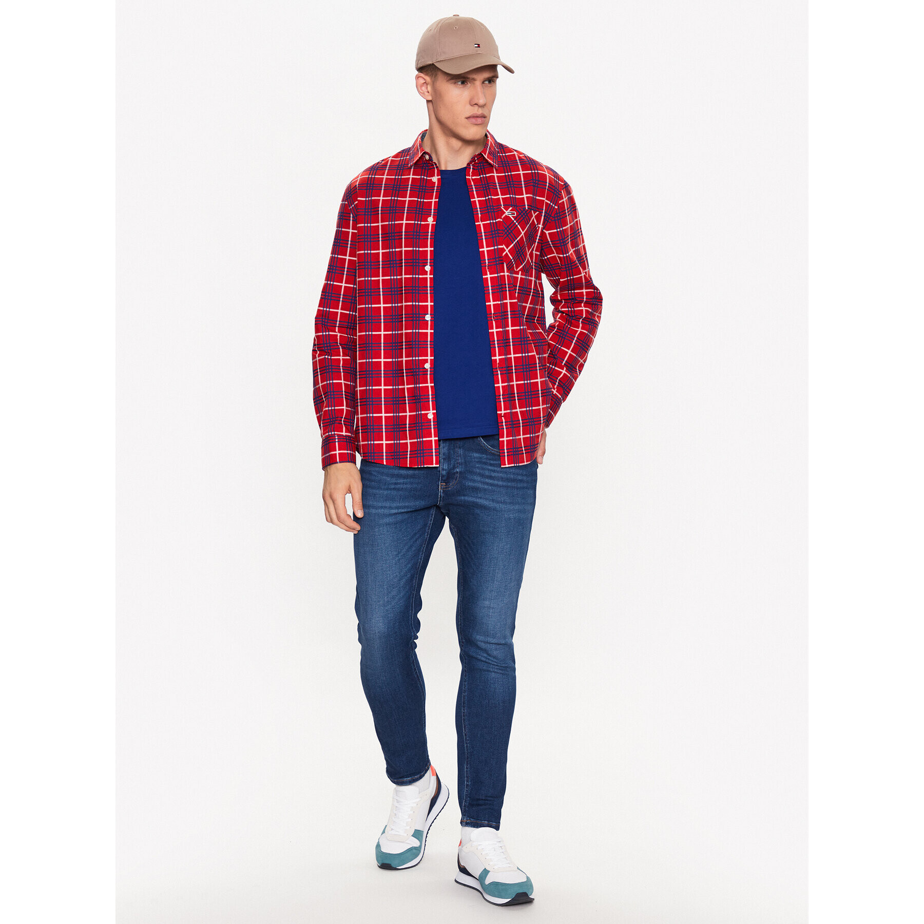 Tommy Jeans Риза Small Check DM0DM16608 Червен Regular Fit - Pepit.bg