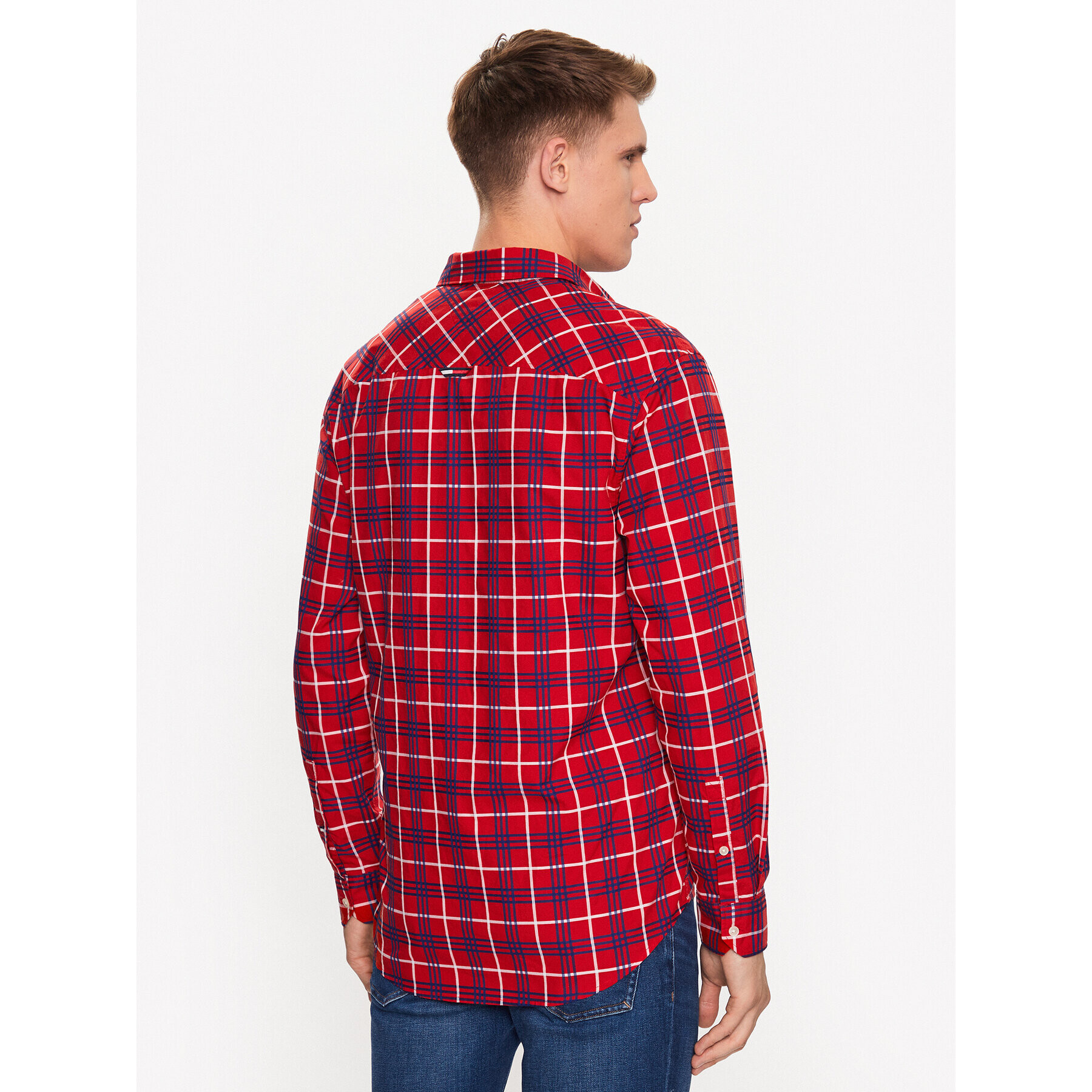 Tommy Jeans Риза Small Check DM0DM16608 Червен Regular Fit - Pepit.bg
