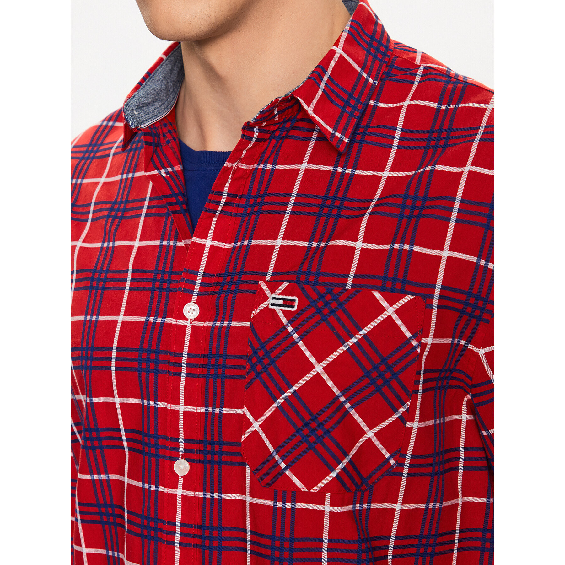 Tommy Jeans Риза Small Check DM0DM16608 Червен Regular Fit - Pepit.bg