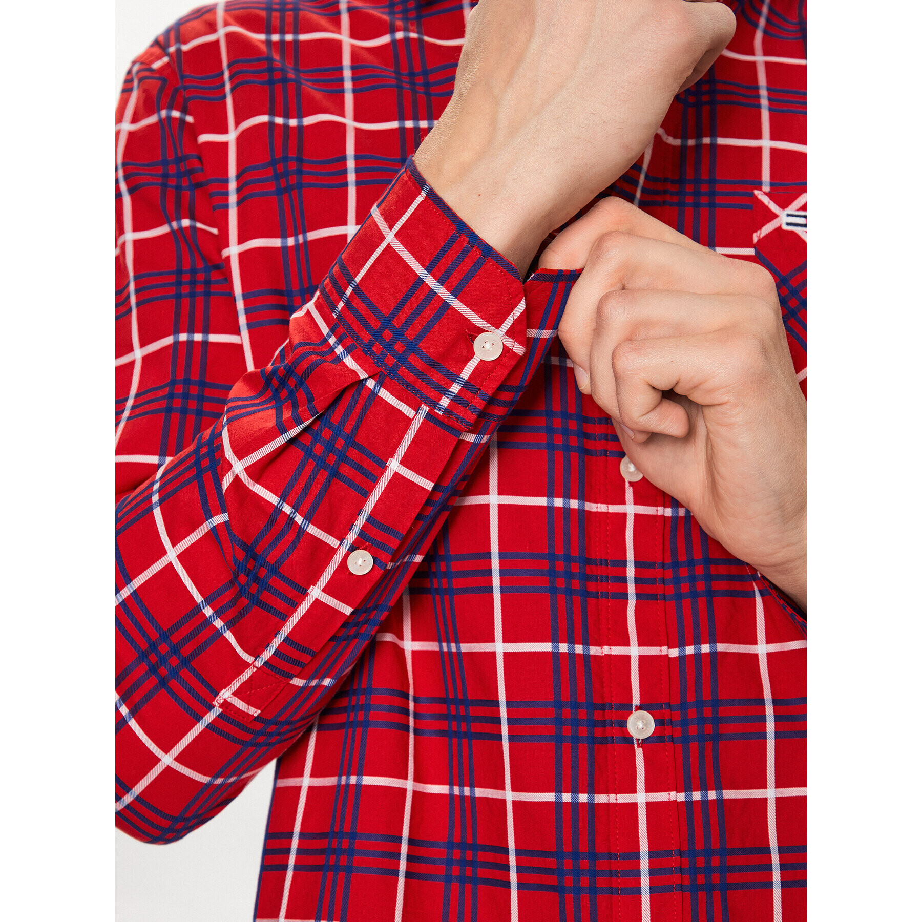 Tommy Jeans Риза Small Check DM0DM16608 Червен Regular Fit - Pepit.bg