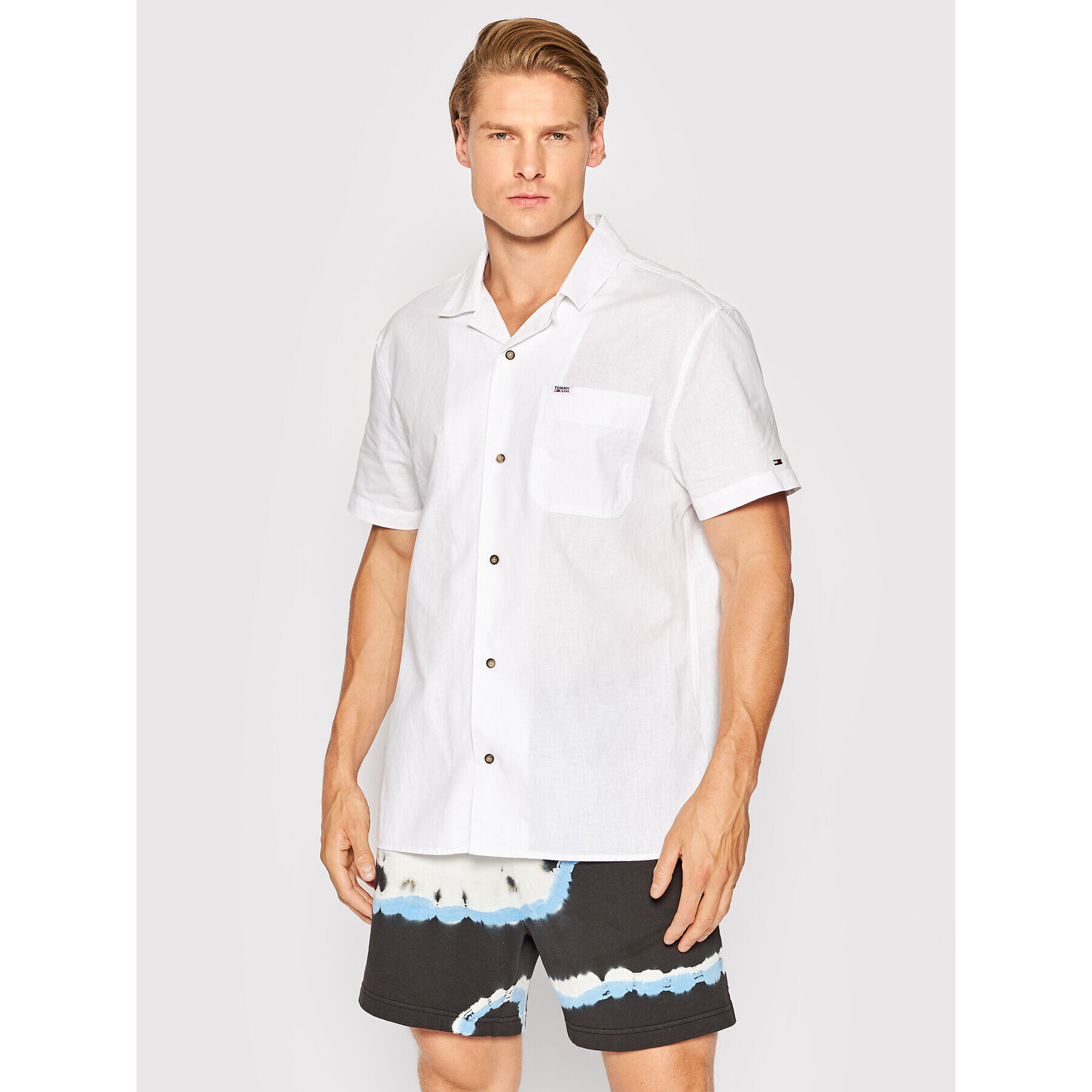Tommy Jeans Риза Spring Linen Camp DM0DM12976 Бял Regular Fit - Pepit.bg