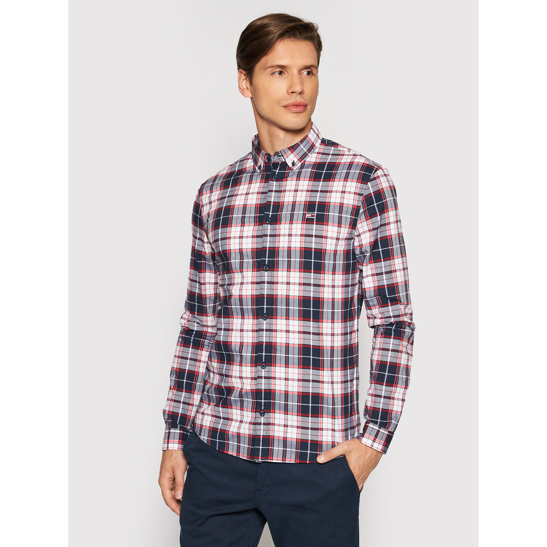 Tommy Jeans Риза Stretch Check Poplin DM0DM10983 Цветен Slim Fit - Pepit.bg