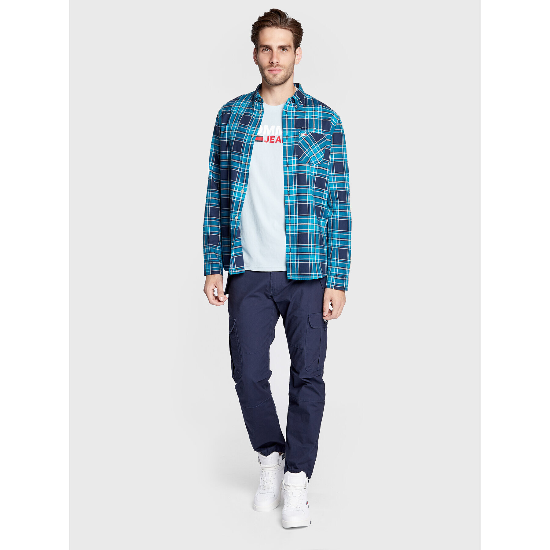 Tommy Jeans Риза Tjm Essential Check DM0DM14180 Син Regular Fit - Pepit.bg
