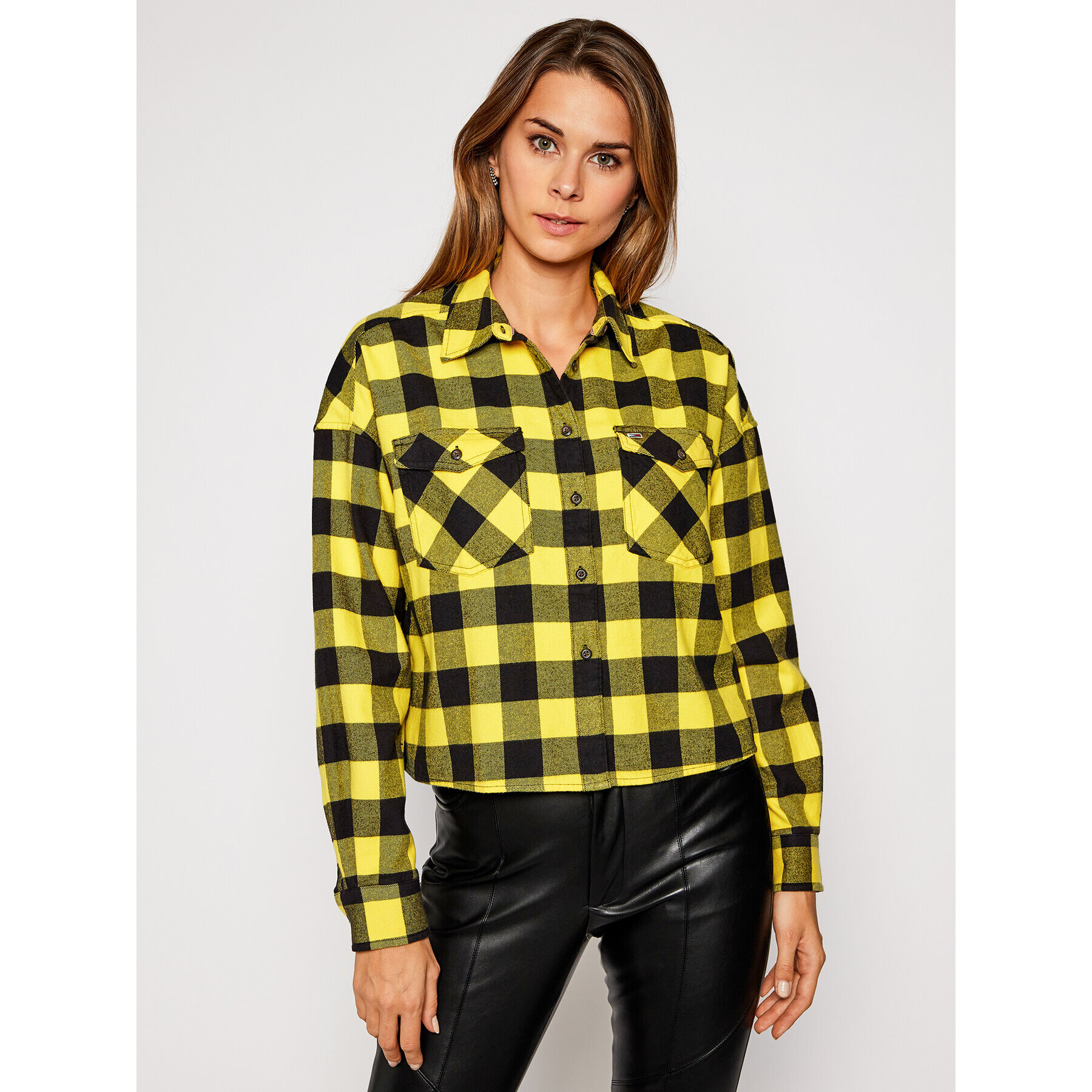 Tommy Jeans Риза Tjw Gingham Check DW0DW08910 Жълт Relaxed Fit - Pepit.bg