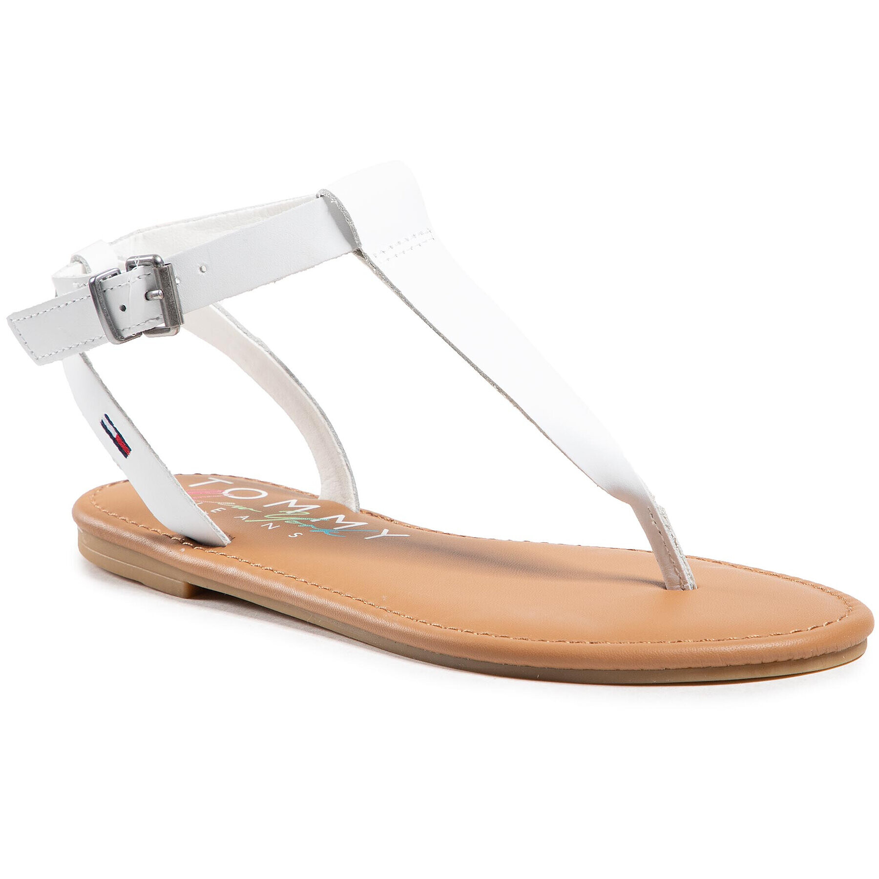 Tommy Jeans Сандали Essential Toe Post Flat Sandal EN0EN01316 Бял - Pepit.bg