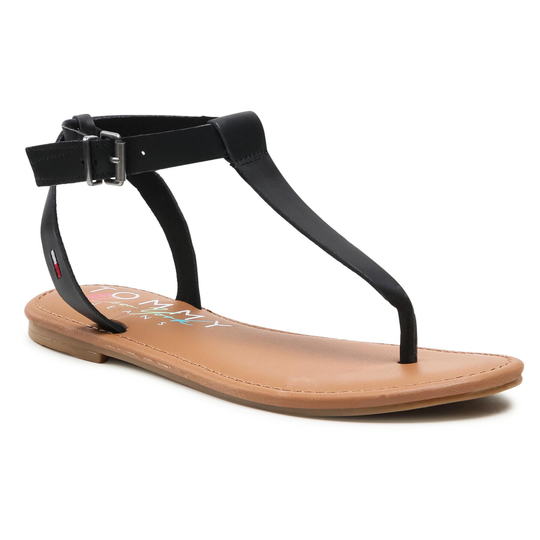 Tommy Jeans Сандали Essential Toe Post Flat Sandal EN0EN01316 Черен - Pepit.bg