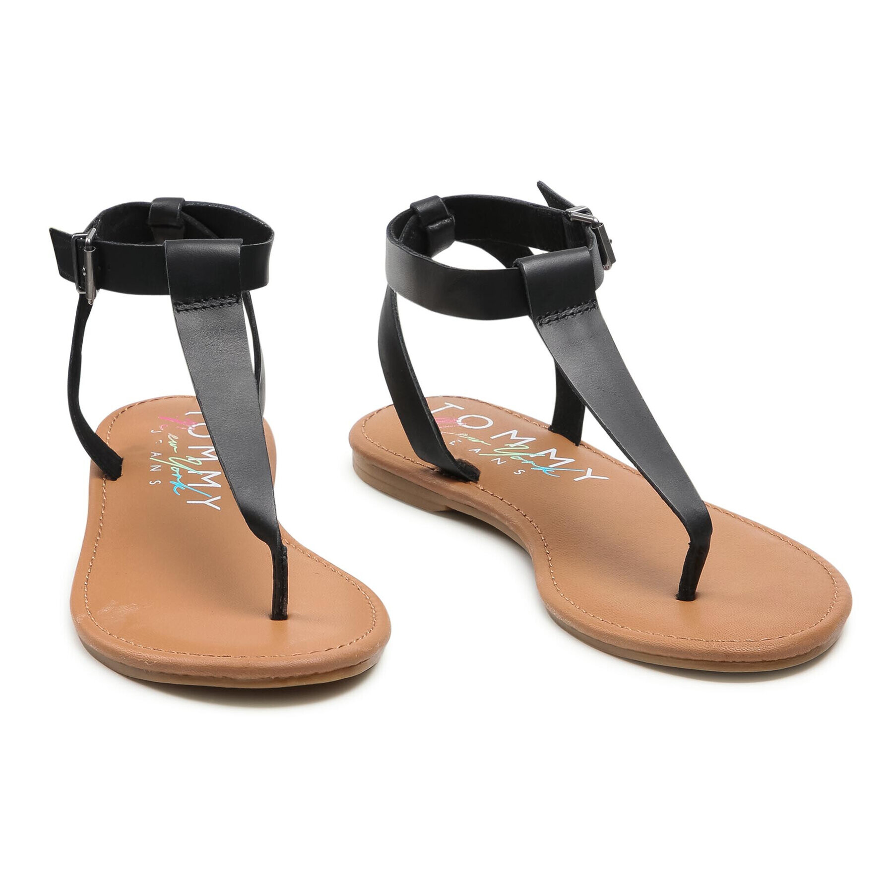 Tommy Jeans Сандали Essential Toe Post Flat Sandal EN0EN01316 Черен - Pepit.bg