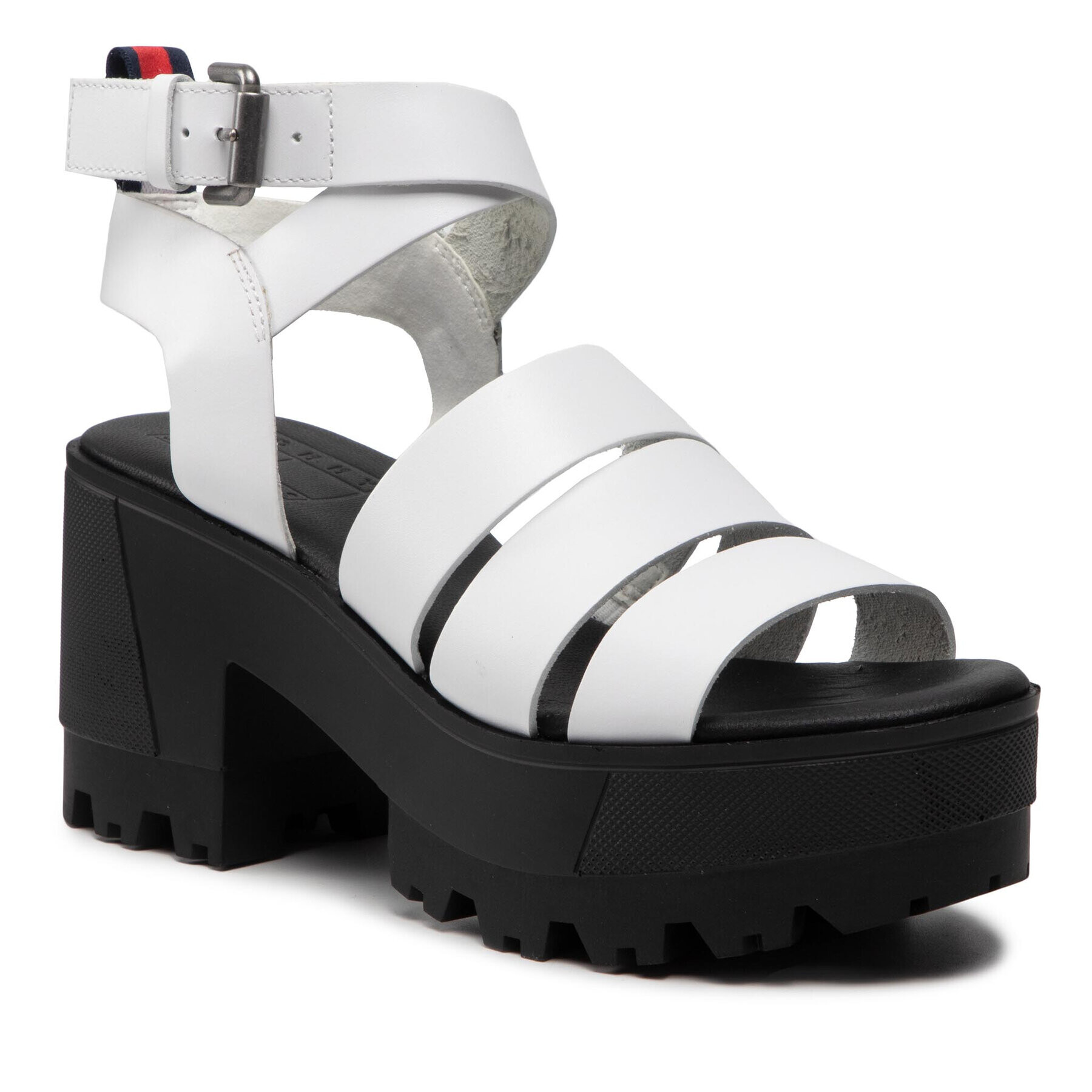 Tommy Jeans Сандали Heeled leather Sandal EN0EN01803 Бял - Pepit.bg