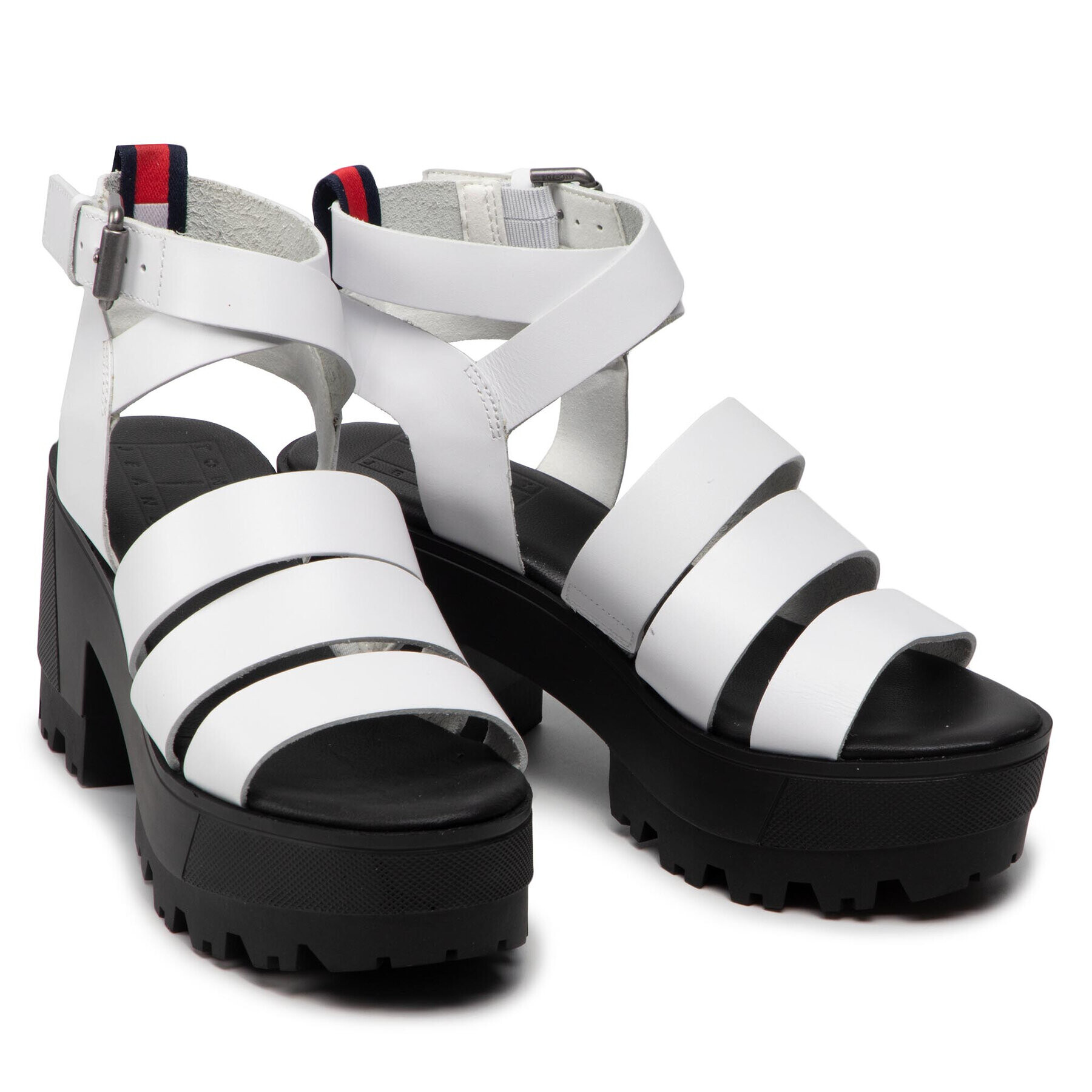 Tommy Jeans Сандали Heeled leather Sandal EN0EN01803 Бял - Pepit.bg