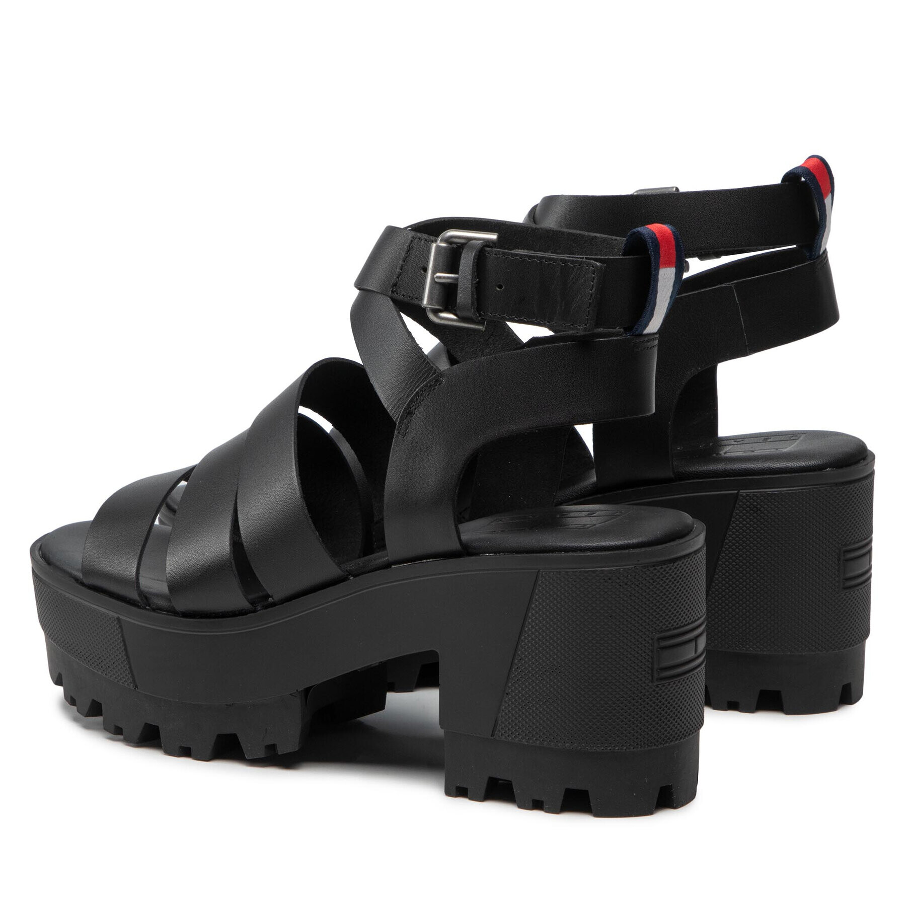 Tommy Jeans Сандали Heeled Leather Sandal EN0EN01803 Черен - Pepit.bg