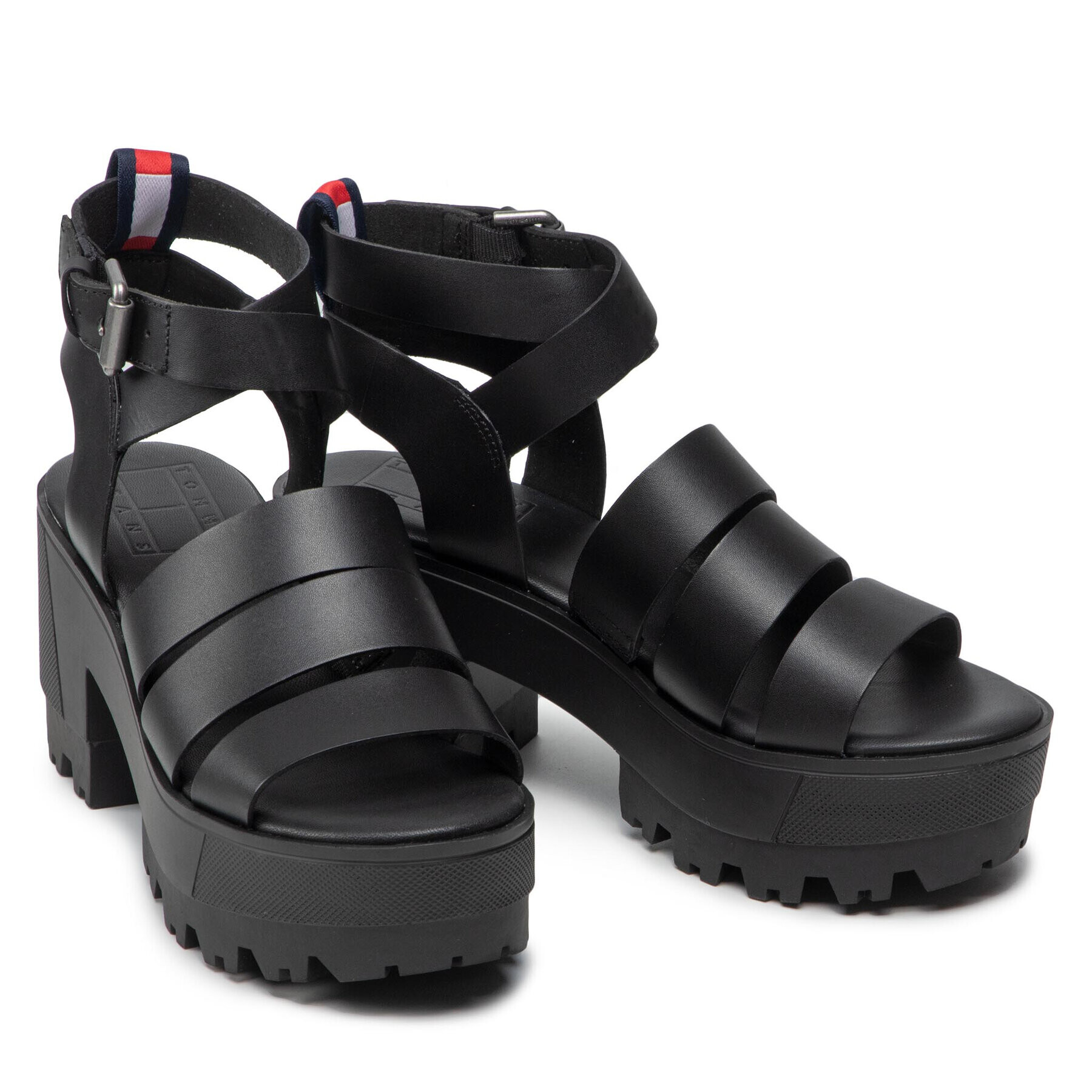 Tommy Jeans Сандали Heeled Leather Sandal EN0EN01803 Черен - Pepit.bg