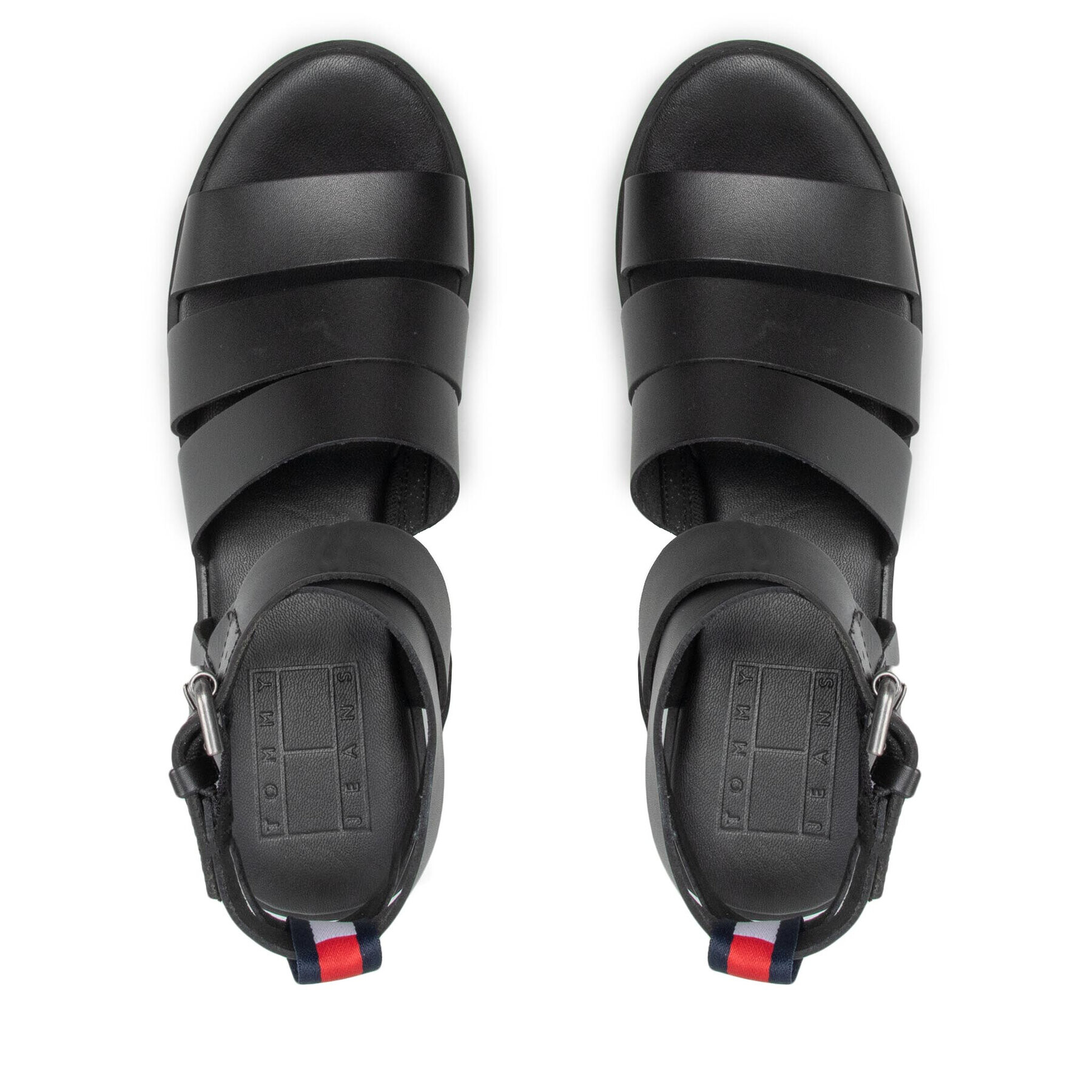 Tommy Jeans Сандали Heeled Leather Sandal EN0EN01803 Черен - Pepit.bg