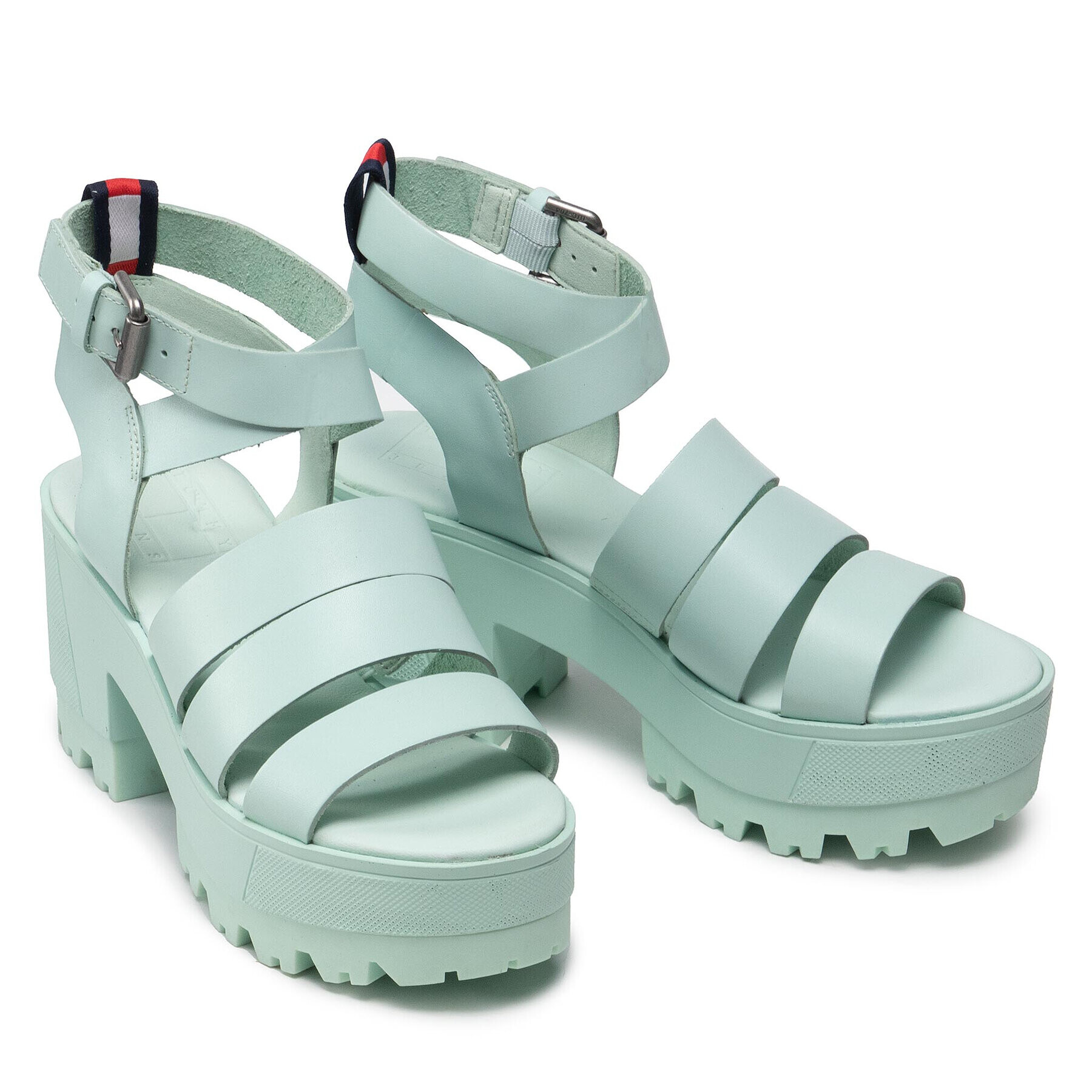 Tommy Jeans Сандали Heeled Leather Sandal EN0EN01803 Син - Pepit.bg