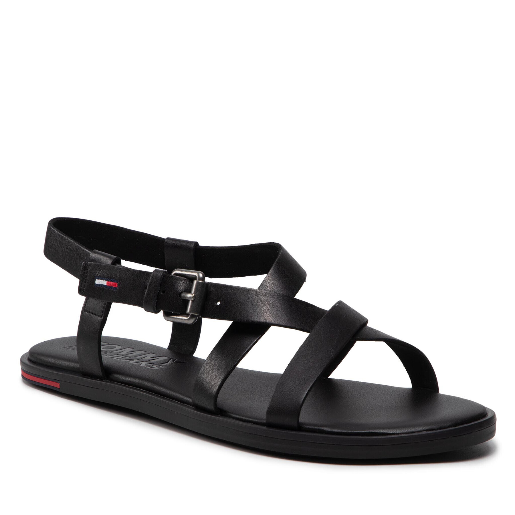 Tommy Jeans Сандали Leather Sandal EN0EN01809 Черен - Pepit.bg