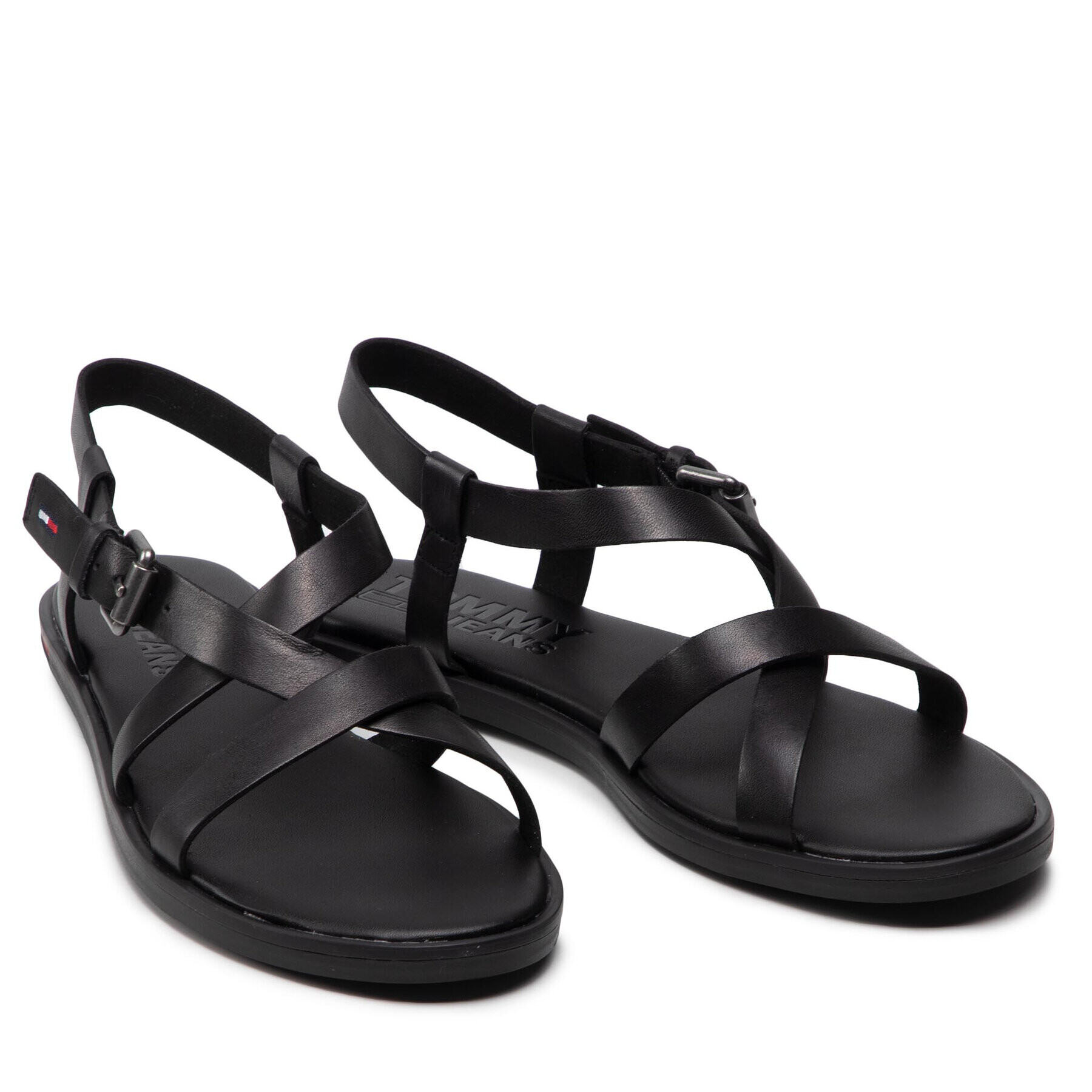 Tommy Jeans Сандали Leather Sandal EN0EN01809 Черен - Pepit.bg