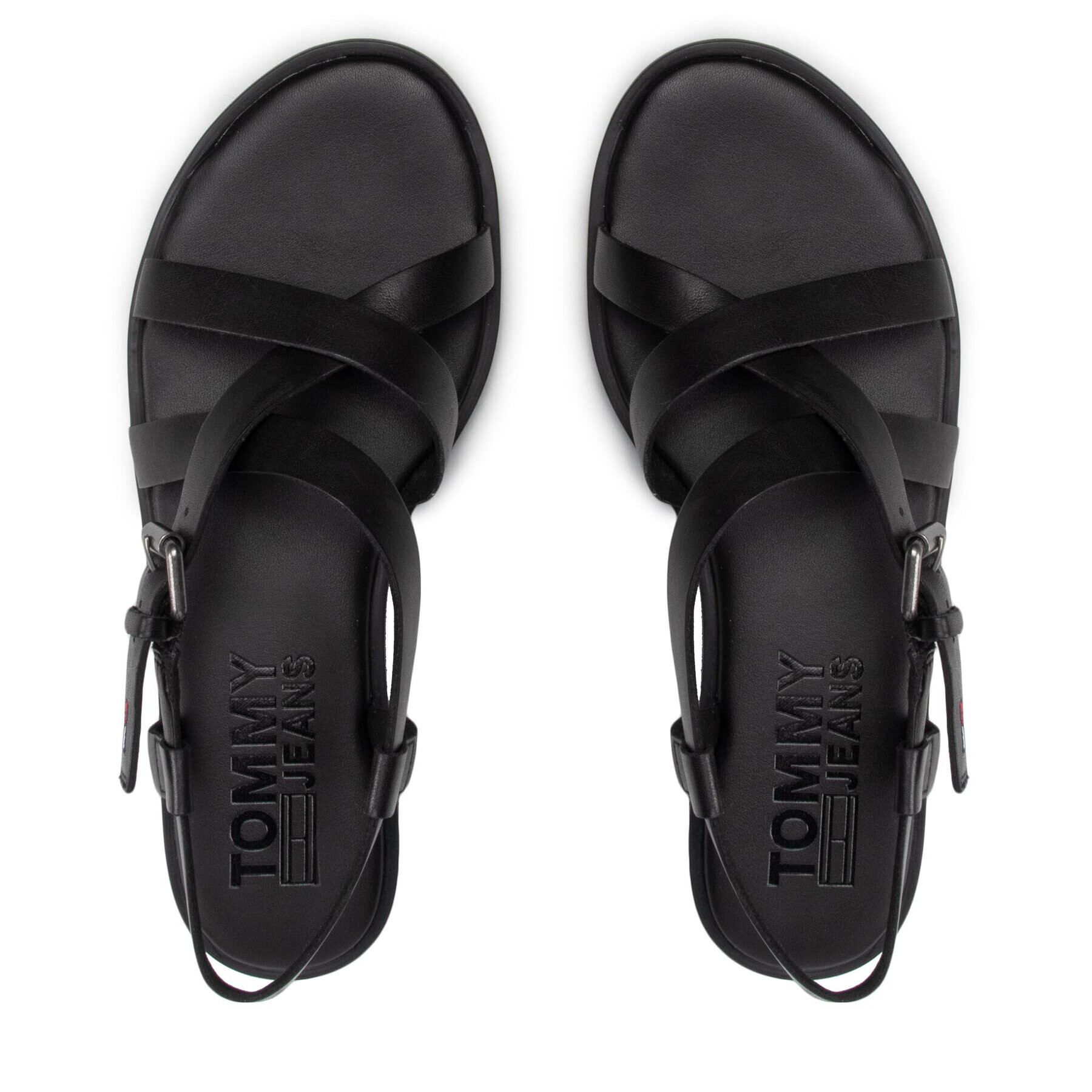 Tommy Jeans Сандали Leather Sandal EN0EN01809 Черен - Pepit.bg