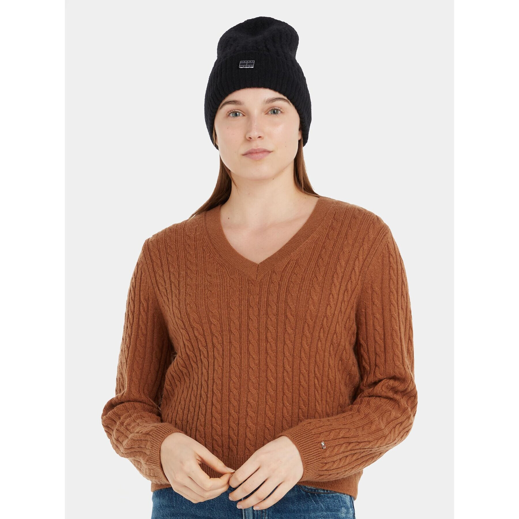 Tommy Jeans Шапка Tjw Cosy Knit Beanie AW0AW15462 Черен - Pepit.bg