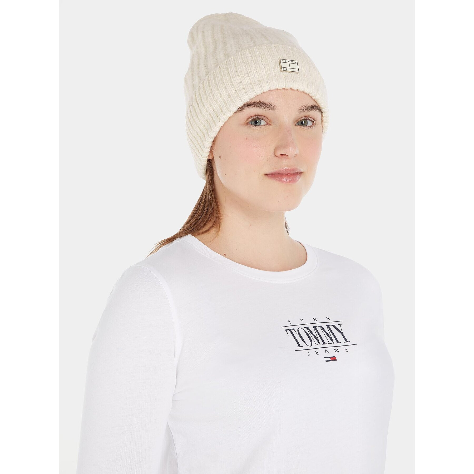 Tommy Jeans Шапка Tjw Cosy Knit Beanie AW0AW15462 Екрю - Pepit.bg