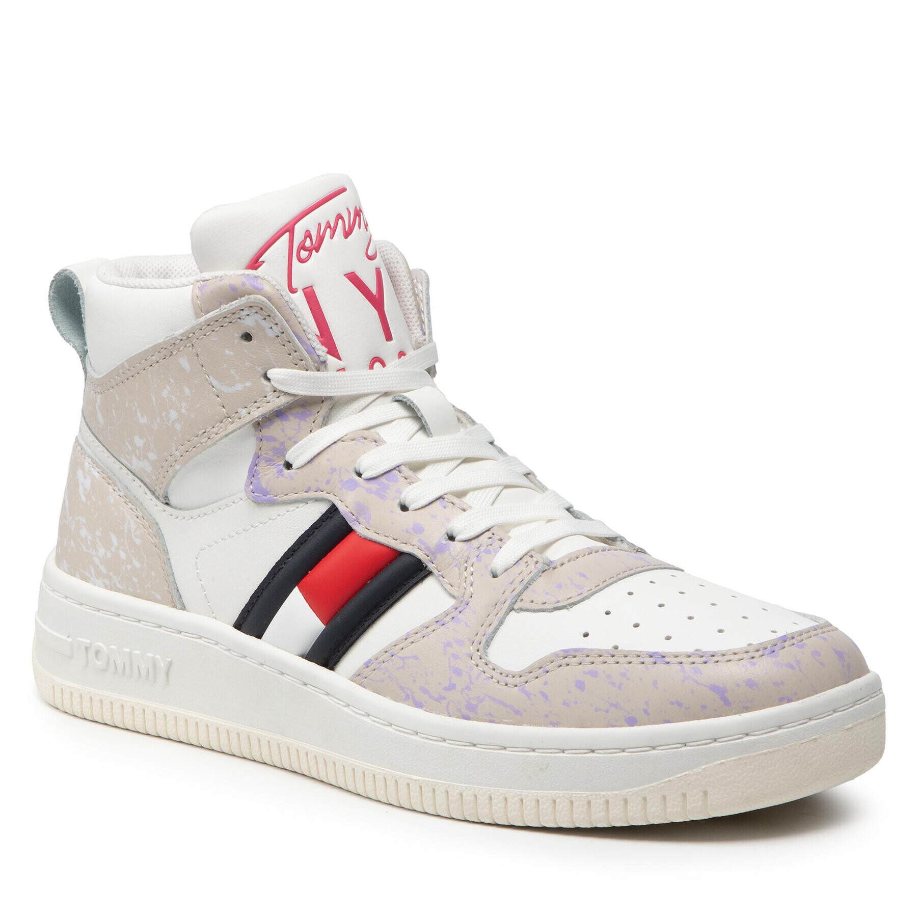 Tommy Jeans Сникърси Basket Splatter Mid Cupsole EN0EN01650 Бял - Pepit.bg