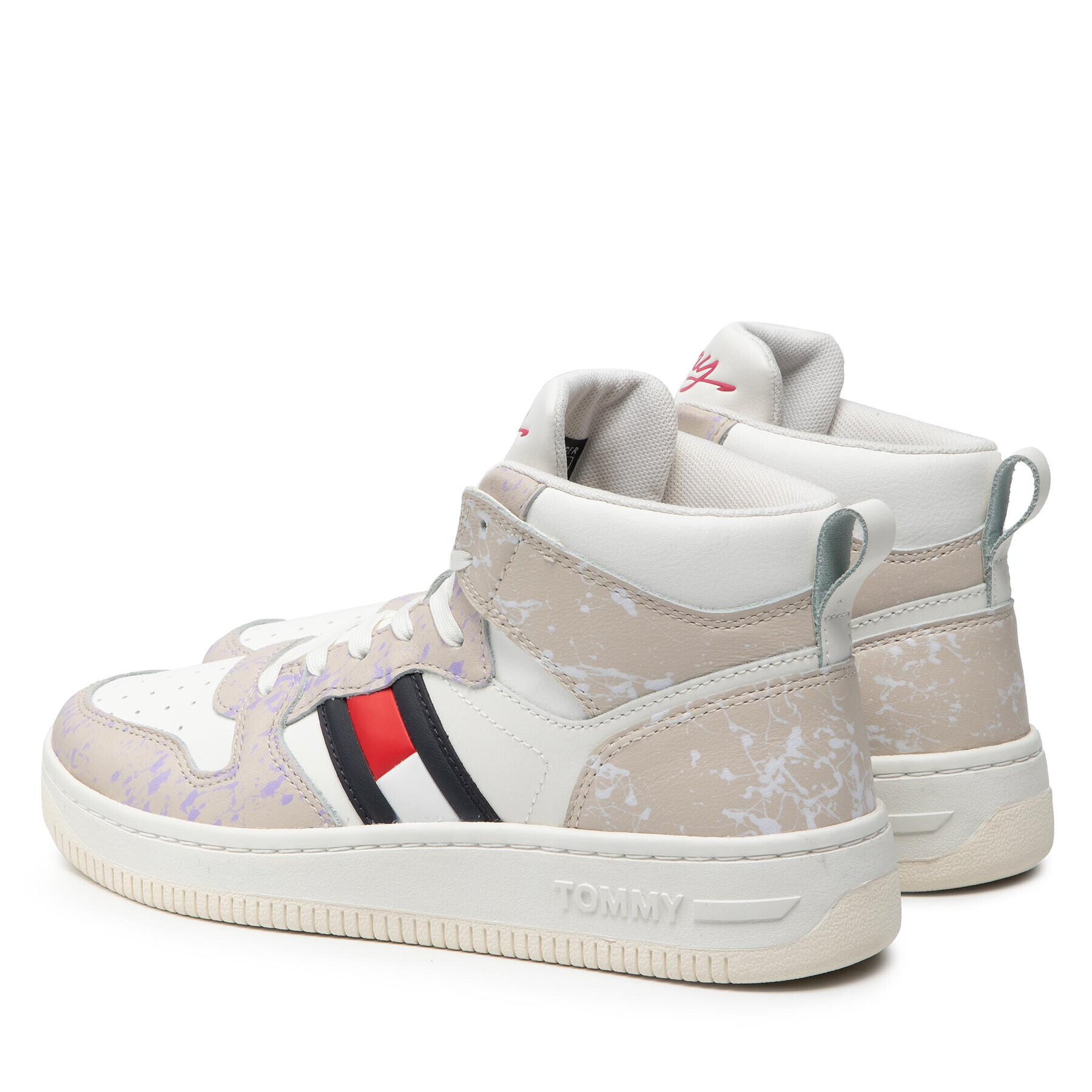 Tommy Jeans Сникърси Basket Splatter Mid Cupsole EN0EN01650 Бял - Pepit.bg