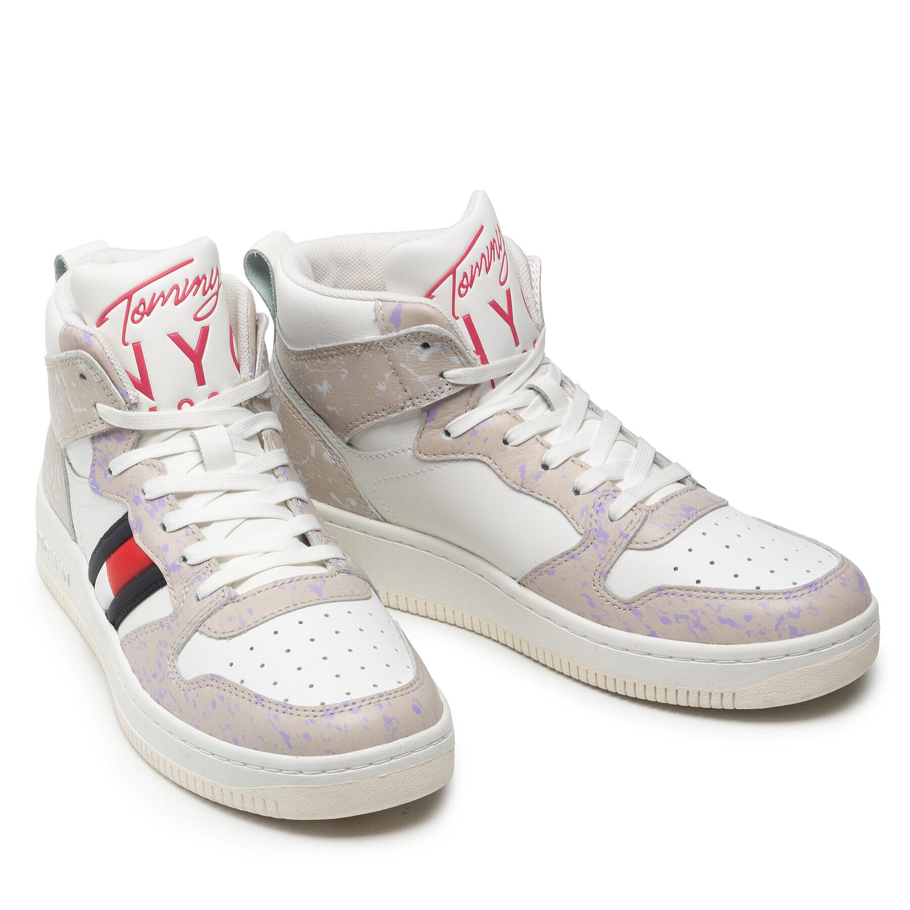 Tommy Jeans Сникърси Basket Splatter Mid Cupsole EN0EN01650 Бял - Pepit.bg