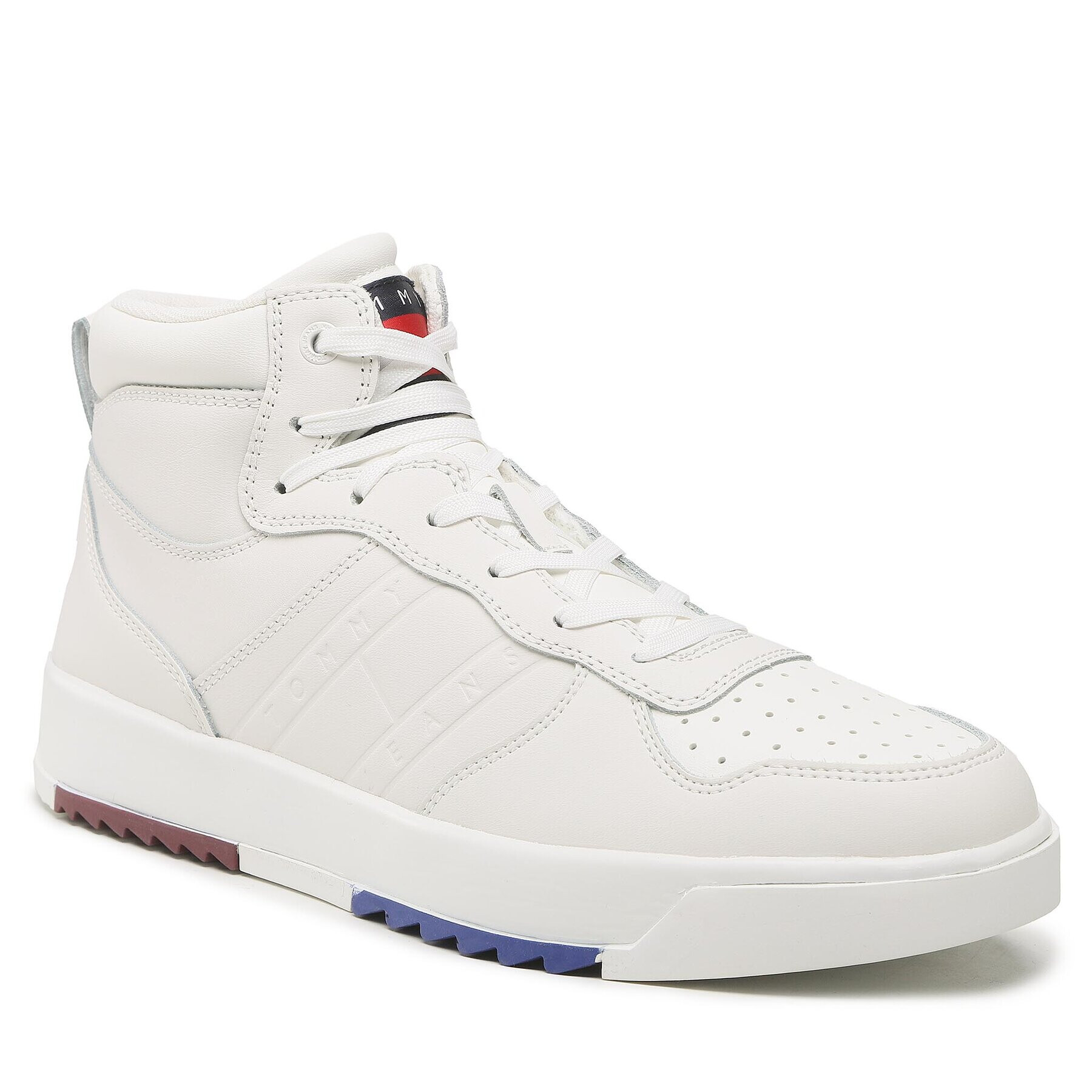 Tommy Jeans Сникърси Leather Basket Midcut EM0EM01071 Бял - Pepit.bg