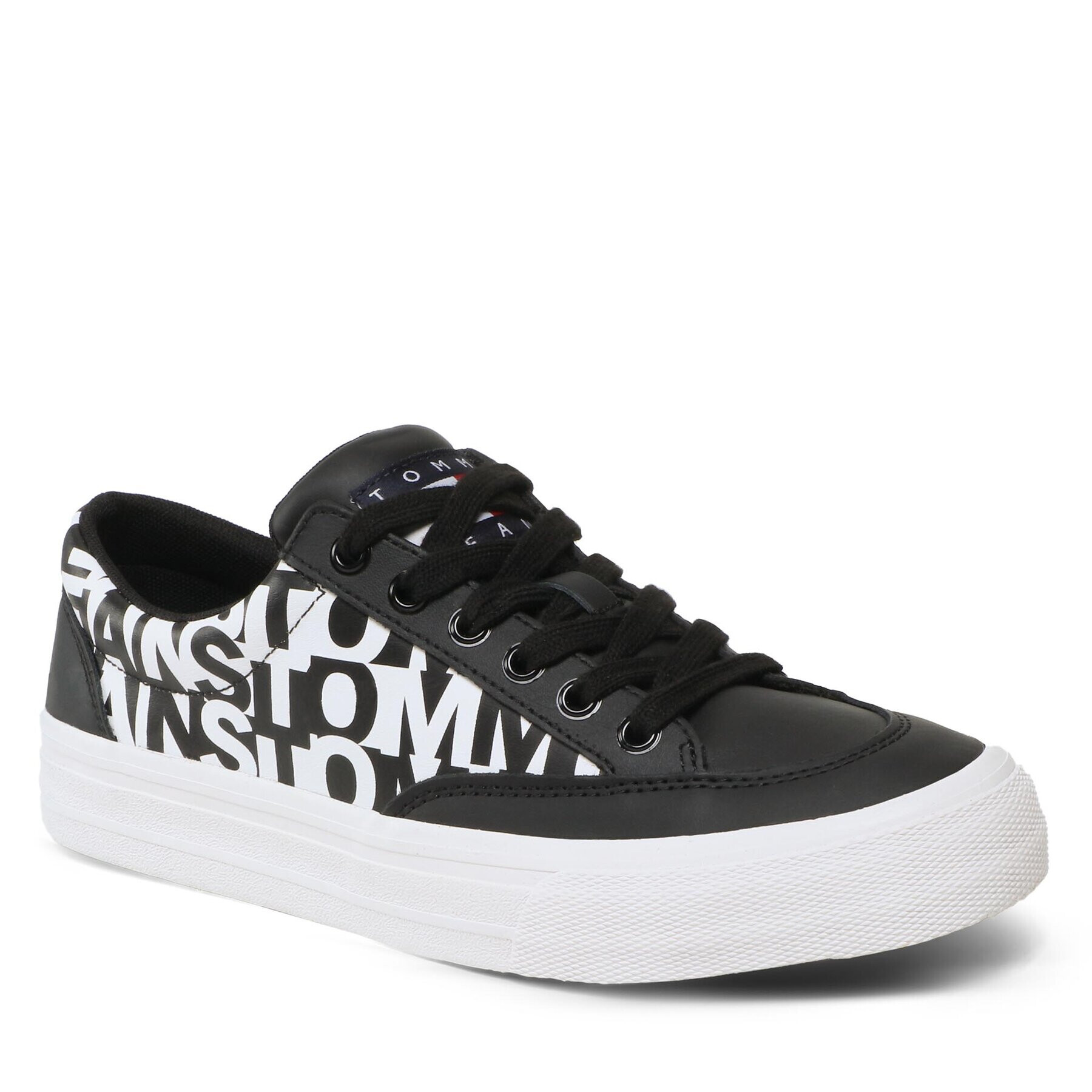 Tommy Jeans Сникърси Leather Logo Print EM0EM01129 Черен - Pepit.bg