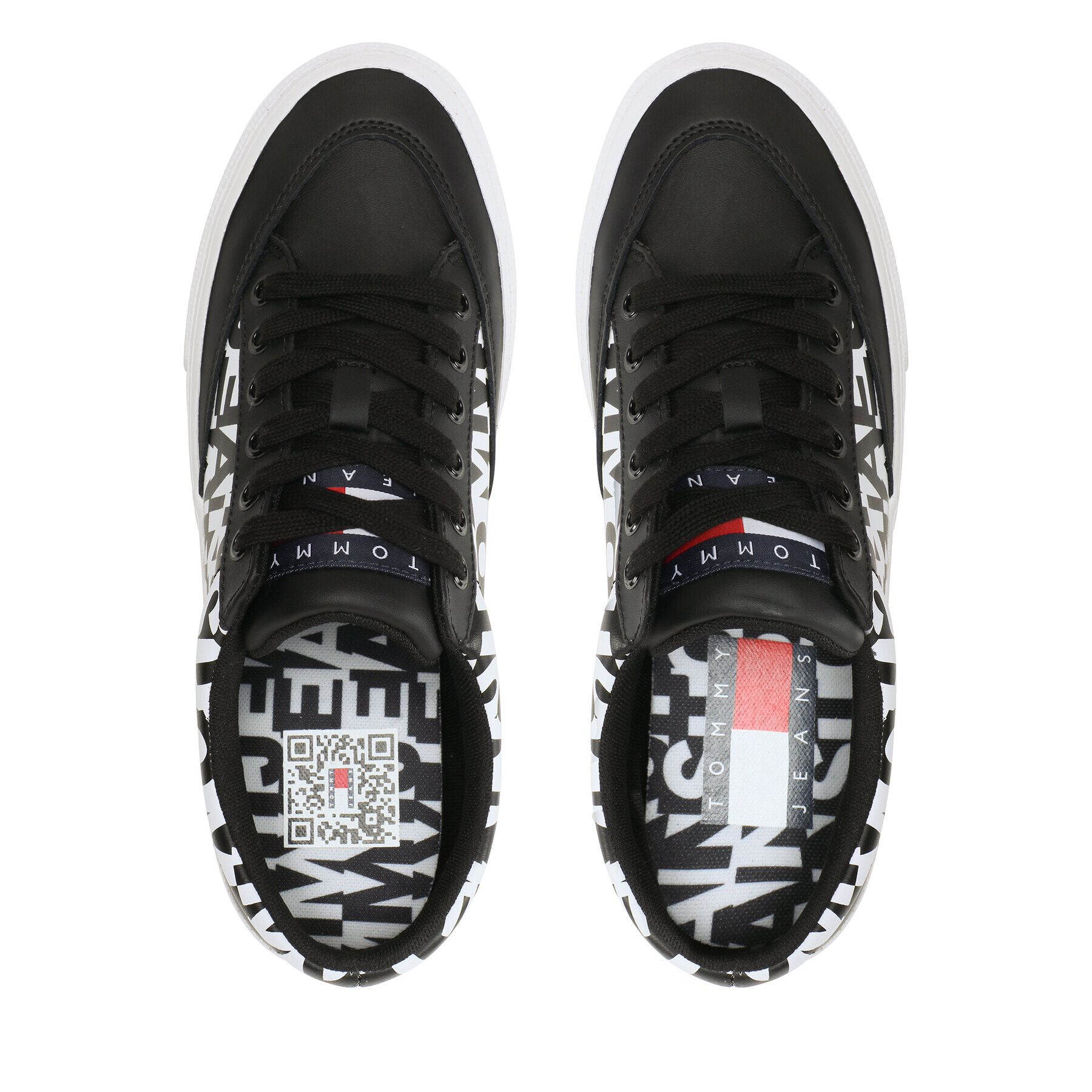 Tommy Jeans Сникърси Leather Logo Print EM0EM01129 Черен - Pepit.bg