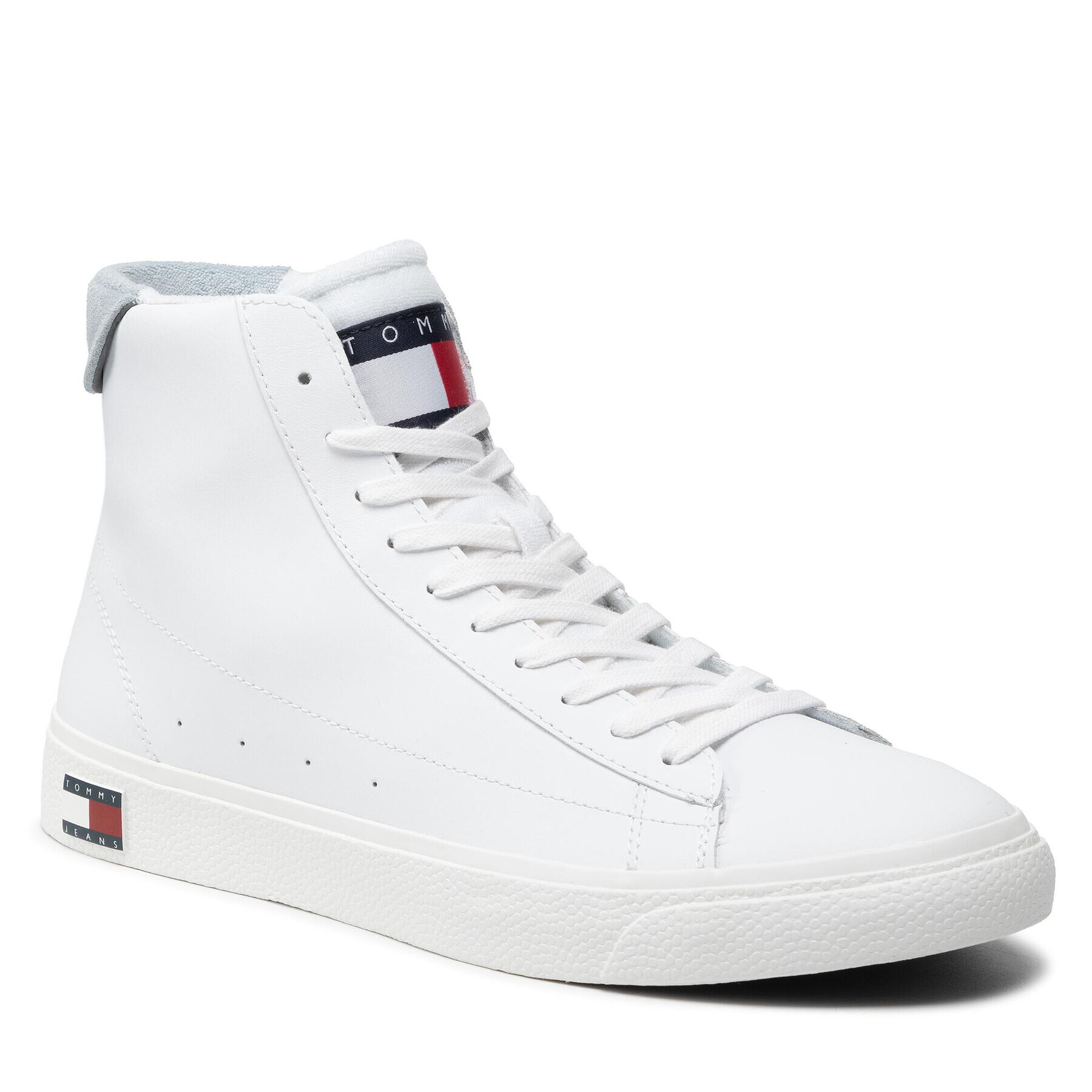 Tommy Jeans Сникърси Leather Mid Cut Vulc EM0EM00886 Бял - Pepit.bg