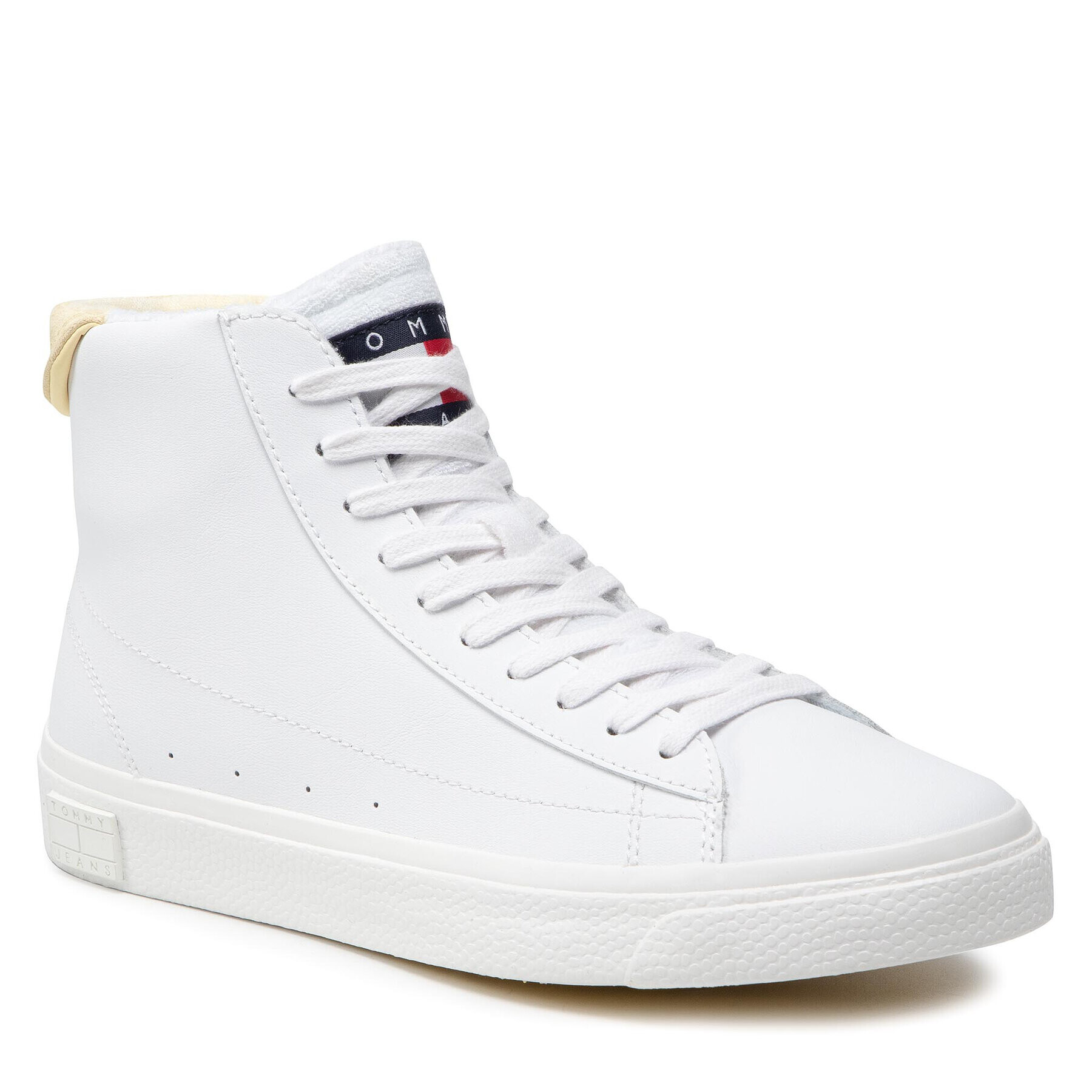 Tommy Jeans Сникърси Leather Mid Cut Vulc EN0EN01629 Бял - Pepit.bg