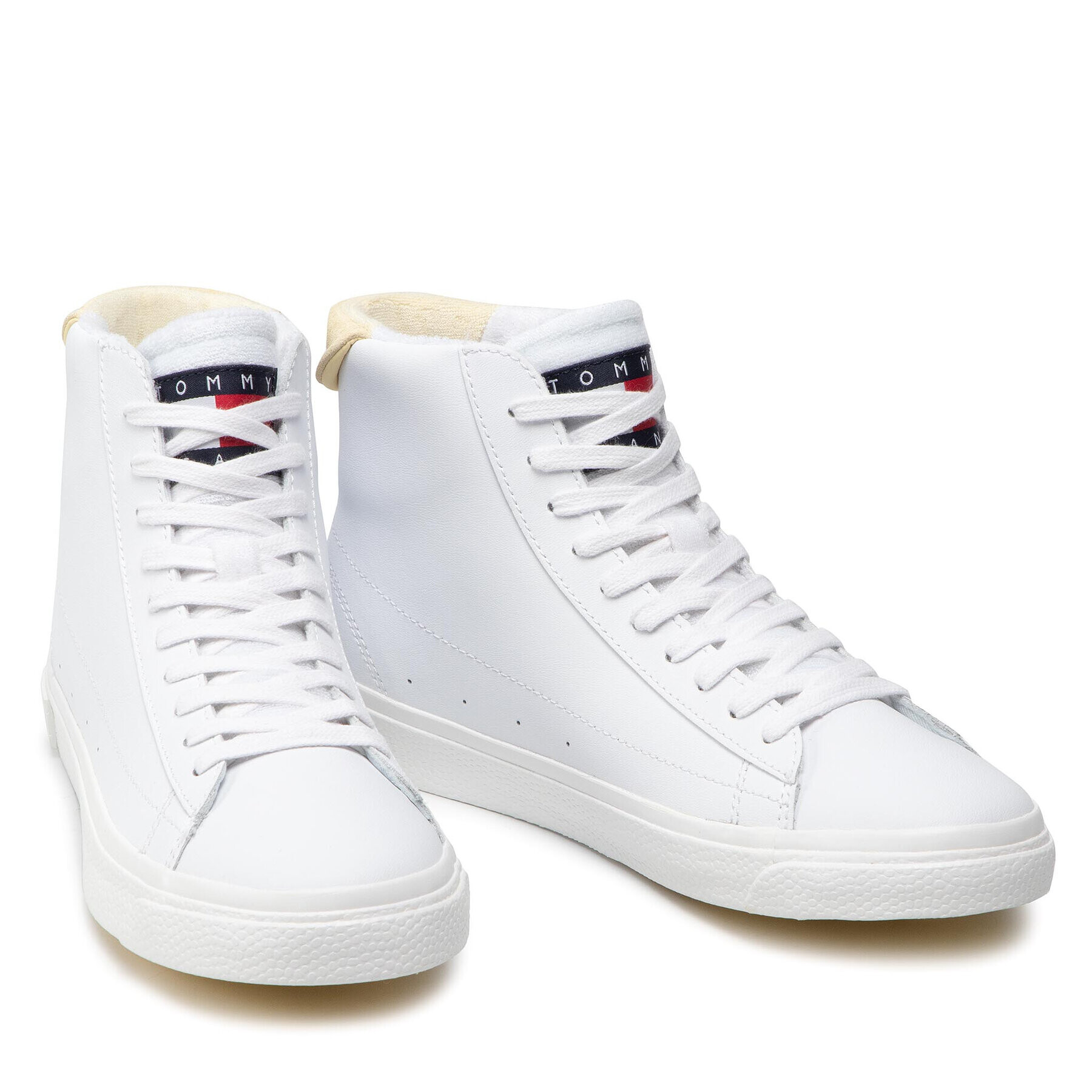 Tommy Jeans Сникърси Leather Mid Cut Vulc EN0EN01629 Бял - Pepit.bg