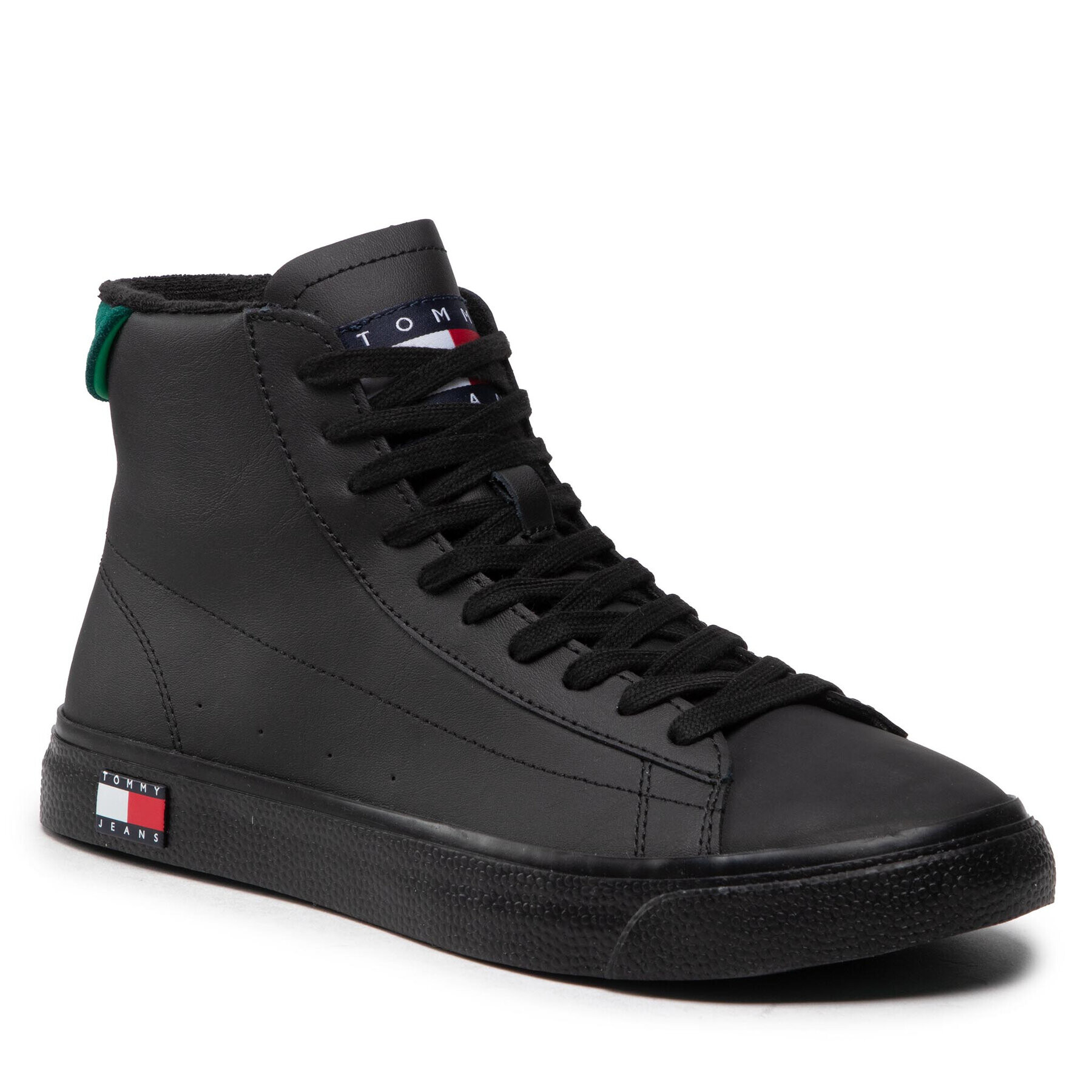 Tommy Jeans Сникърси Mid Leather Vulc EM0EM01067 Черен - Pepit.bg