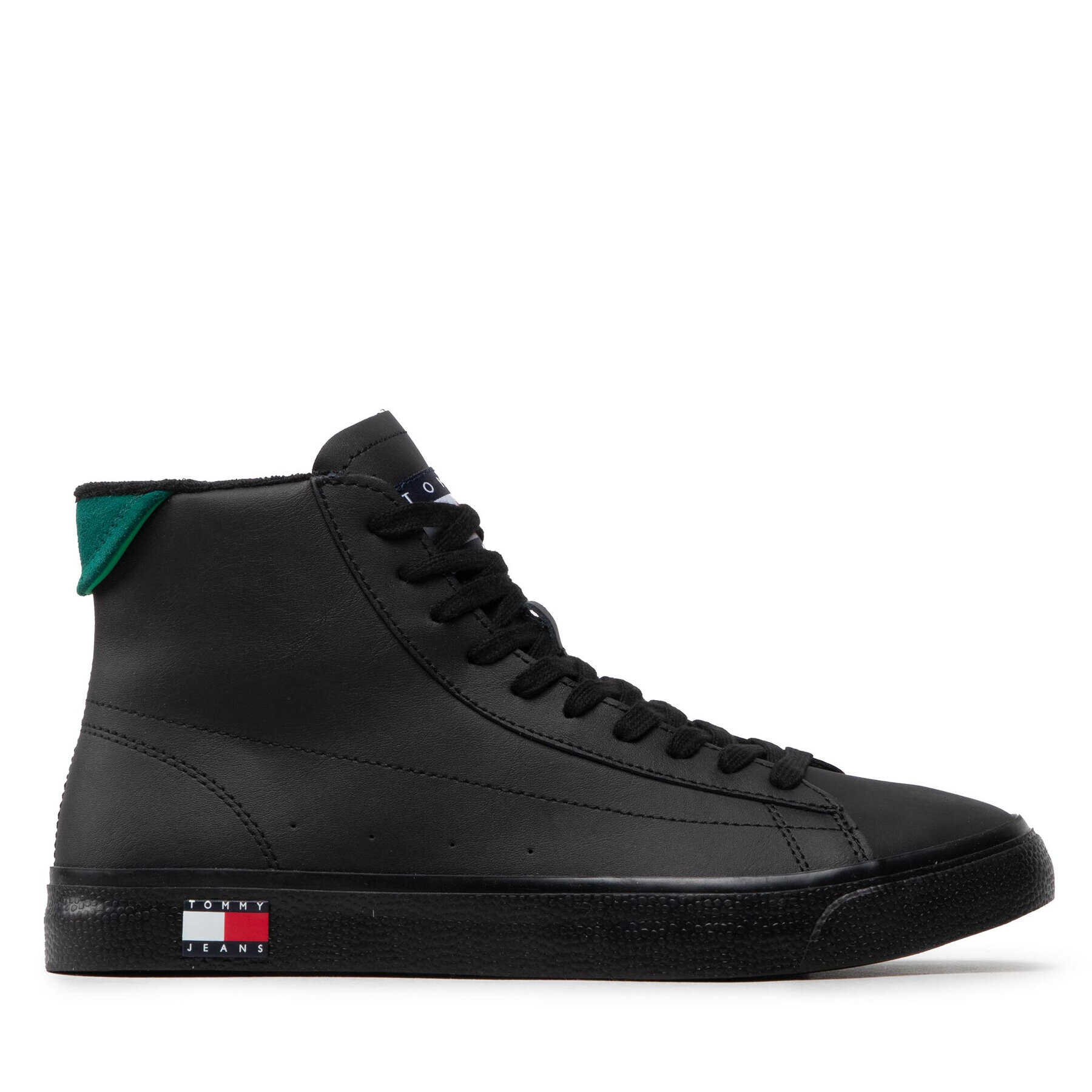 Tommy Jeans Сникърси Mid Leather Vulc EM0EM01067 Черен - Pepit.bg