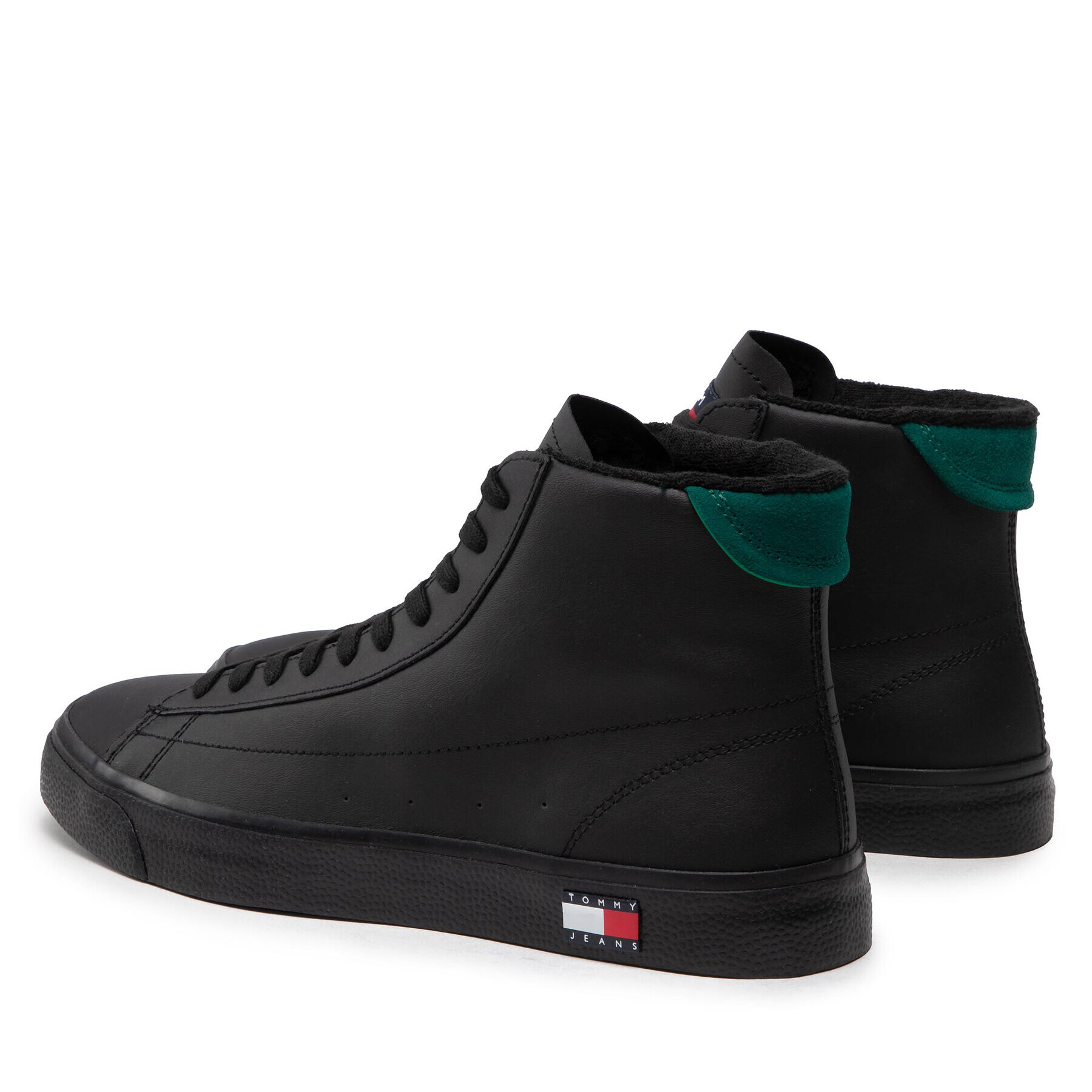 Tommy Jeans Сникърси Mid Leather Vulc EM0EM01067 Черен - Pepit.bg