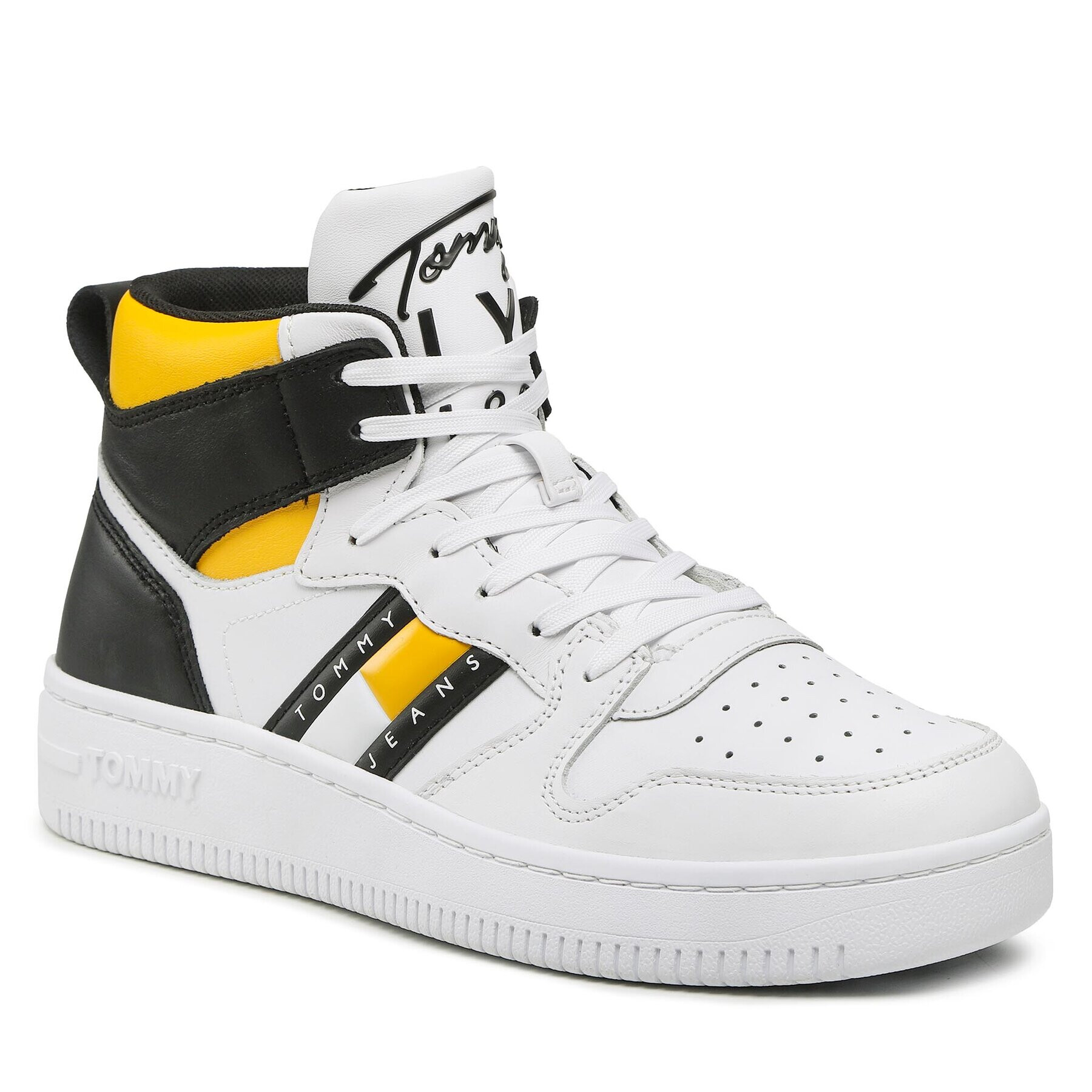 Tommy Jeans Сникърси Retro Basket Mid Cut EM0EM01142 Бял - Pepit.bg