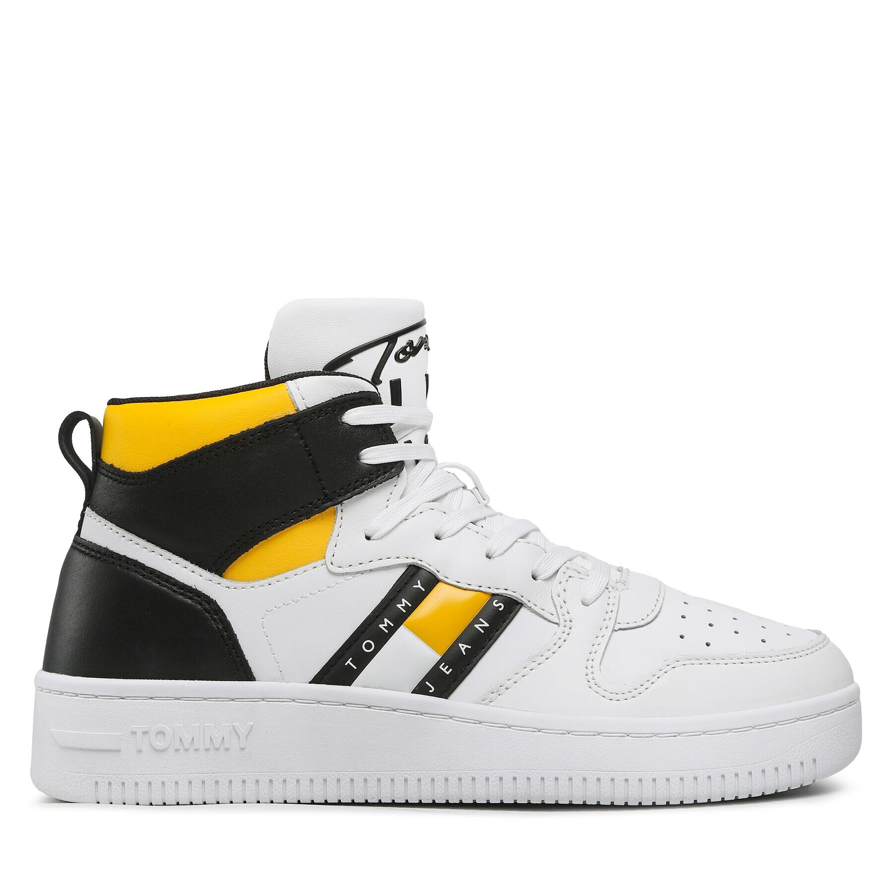 Tommy Jeans Сникърси Retro Basket Mid Cut EM0EM01142 Бял - Pepit.bg