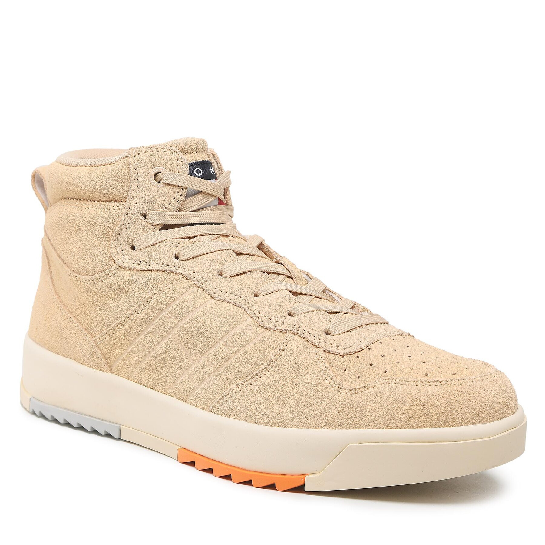 Tommy Jeans Сникърси Suede Basket Midcut EM0EM01072 Бежов - Pepit.bg