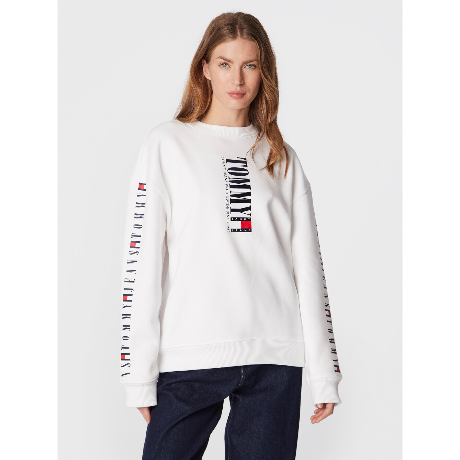 Tommy Jeans Суитшърт Archive DW0DW14346 Бял Relaxed Fit - Pepit.bg