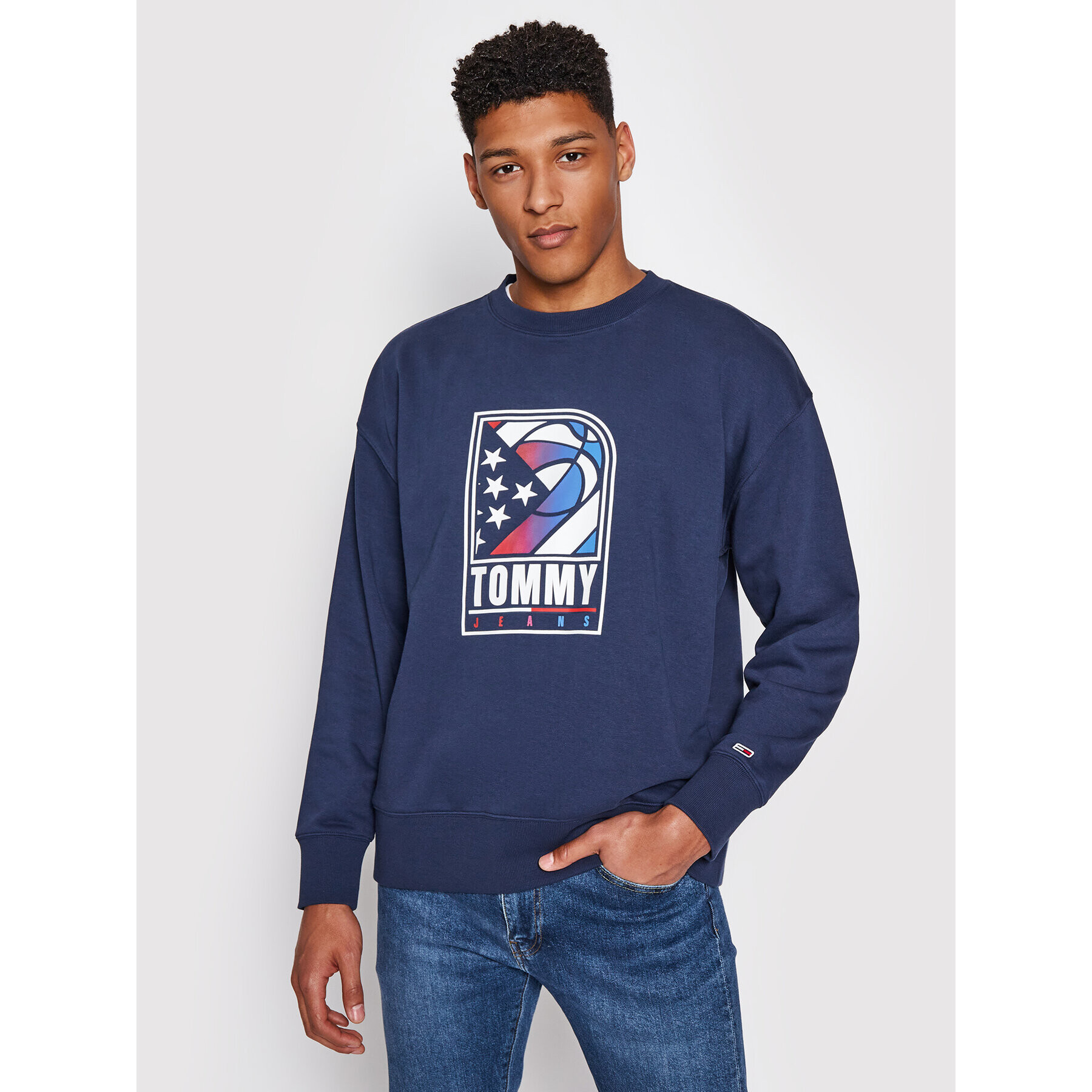 Tommy Jeans Суитшърт Basketball Crew DM0DM10661 Тъмносин Regular Fit - Pepit.bg