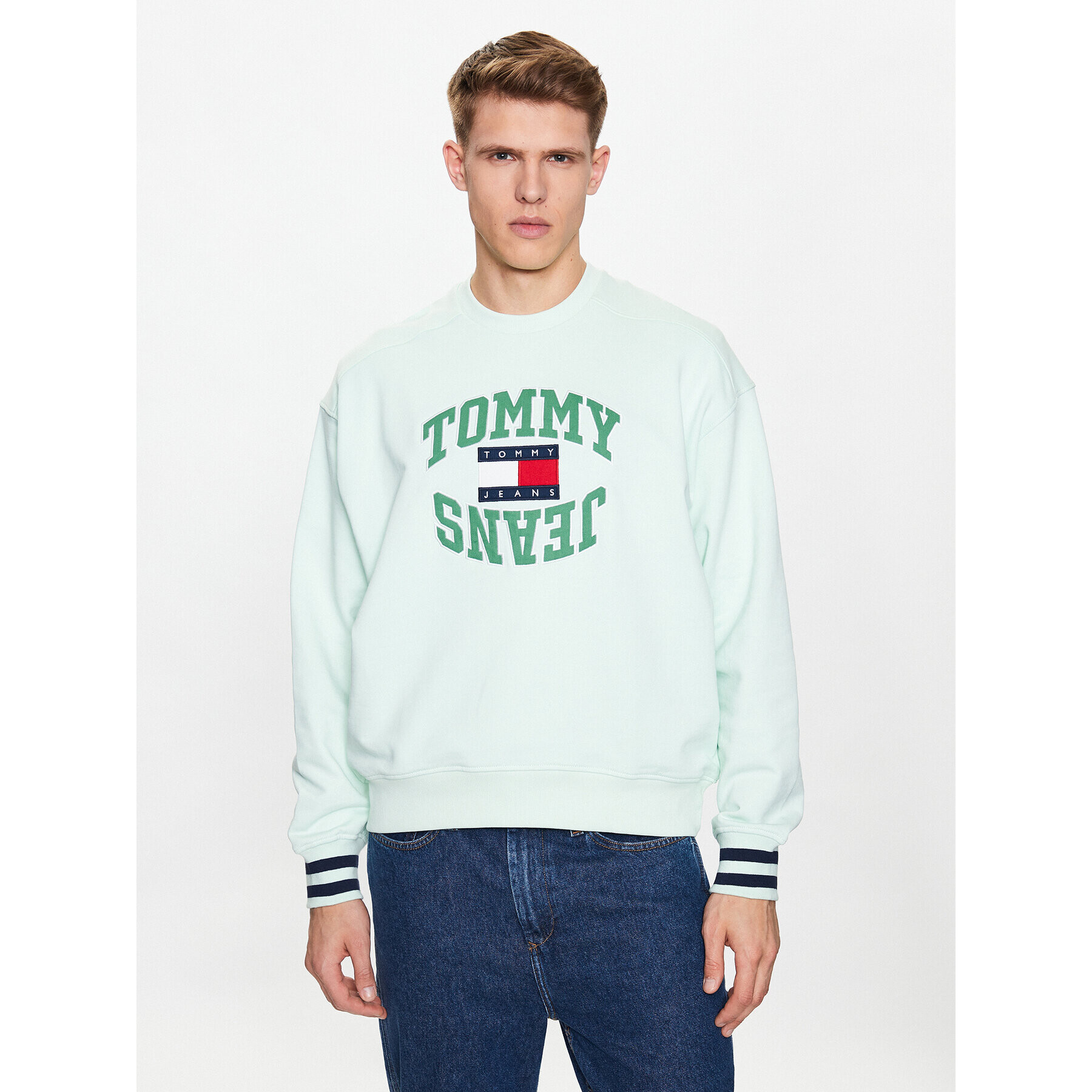 Tommy Jeans Суитшърт Boxy Arched Logo DM0DM16375 Зелен Boxy Fit - Pepit.bg