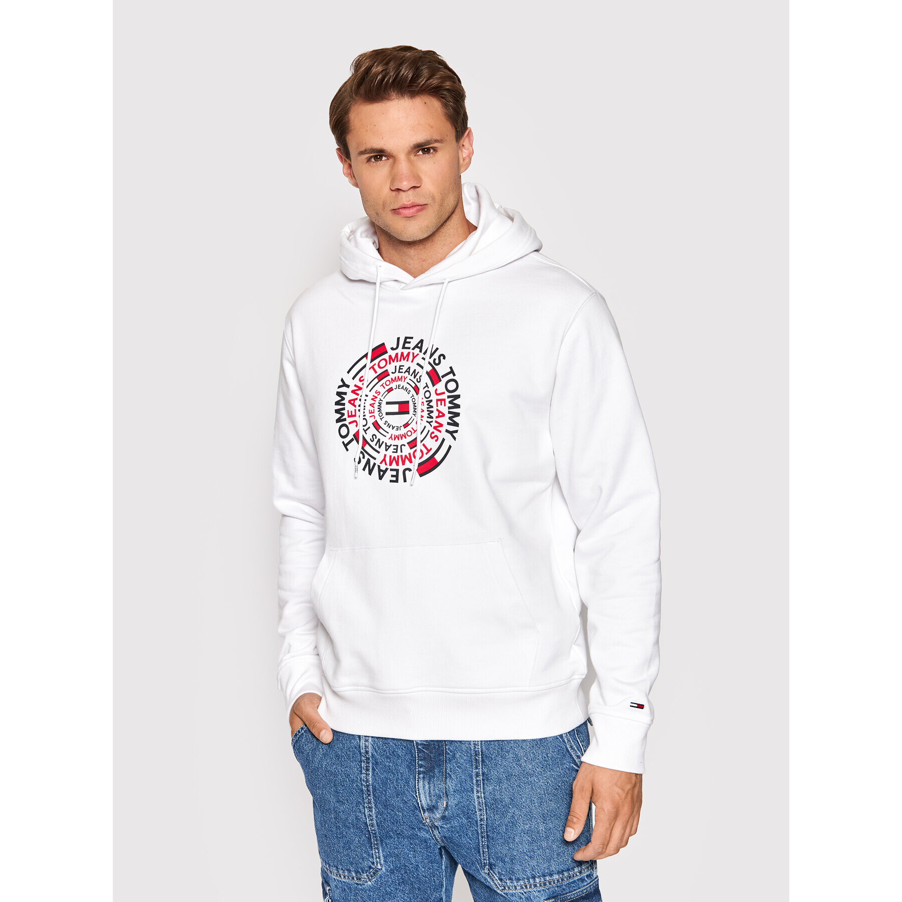 Tommy Jeans Суитшърт Circular Graphic DM0DM13288 Бял Regular Fit - Pepit.bg