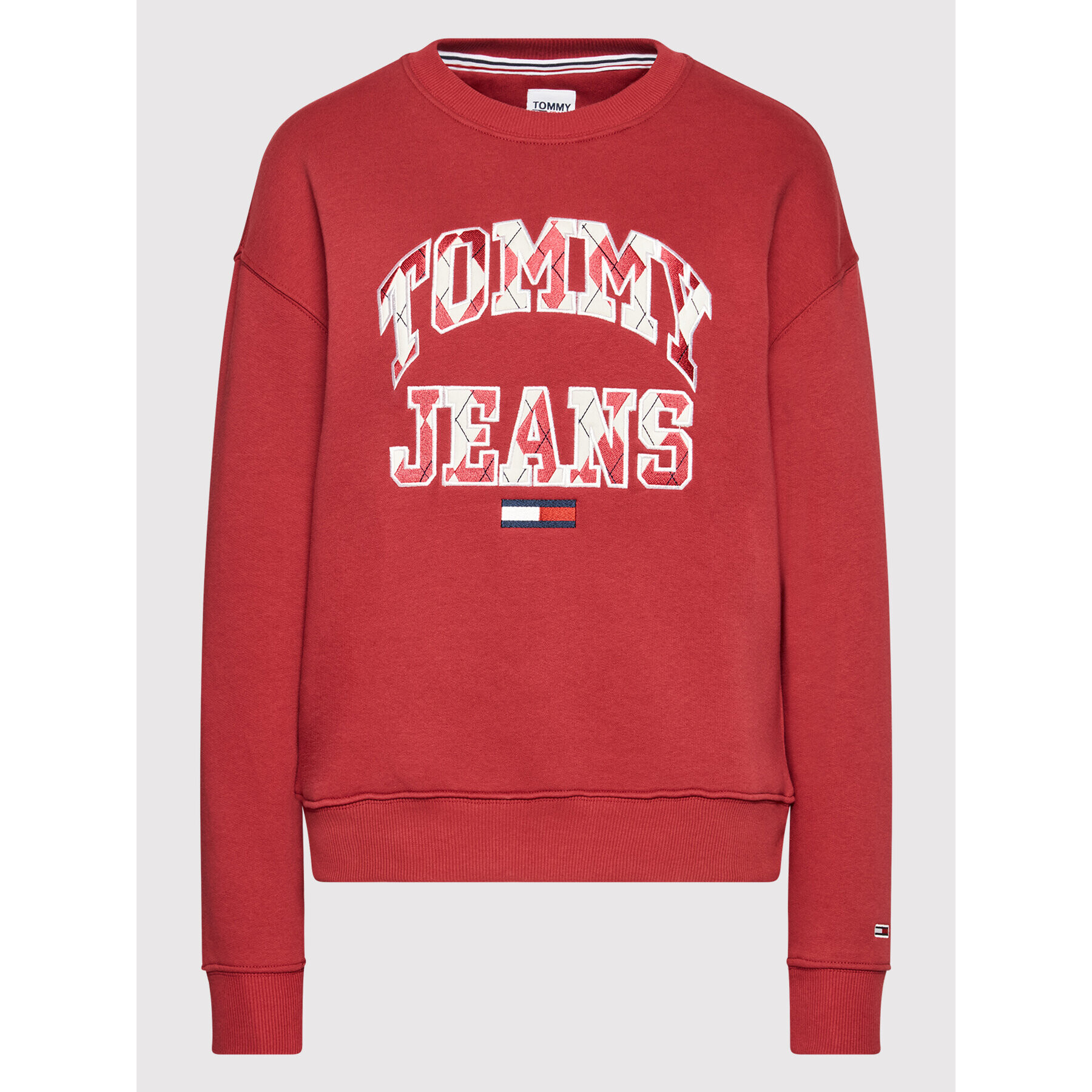 Tommy Jeans Суитшърт College Argyle Crew DW0DW11829 Бордо Regular Fit - Pepit.bg