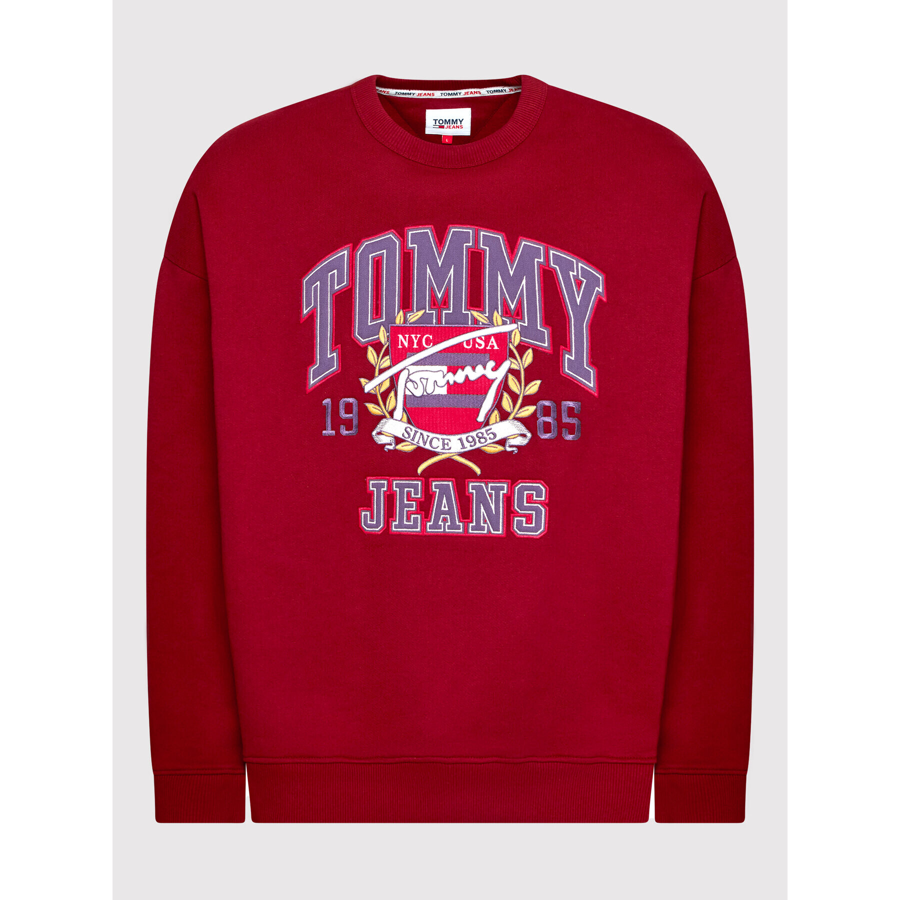 Tommy Jeans Суитшърт College DM0DM12351 Бордо Relaxed Fit - Pepit.bg