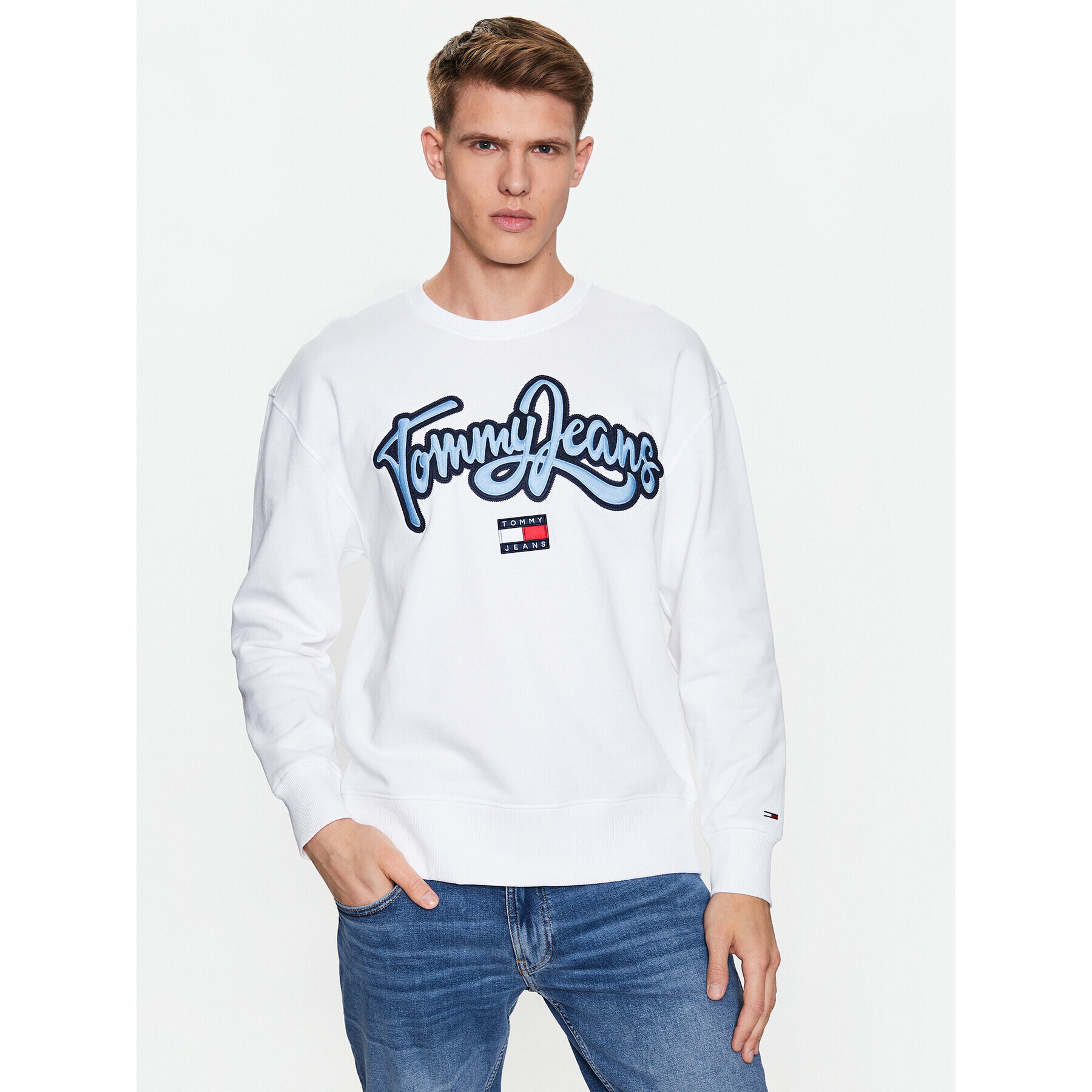 Tommy Jeans Суитшърт College Pop DM0DM16383 Бял Relaxed Fit - Pepit.bg