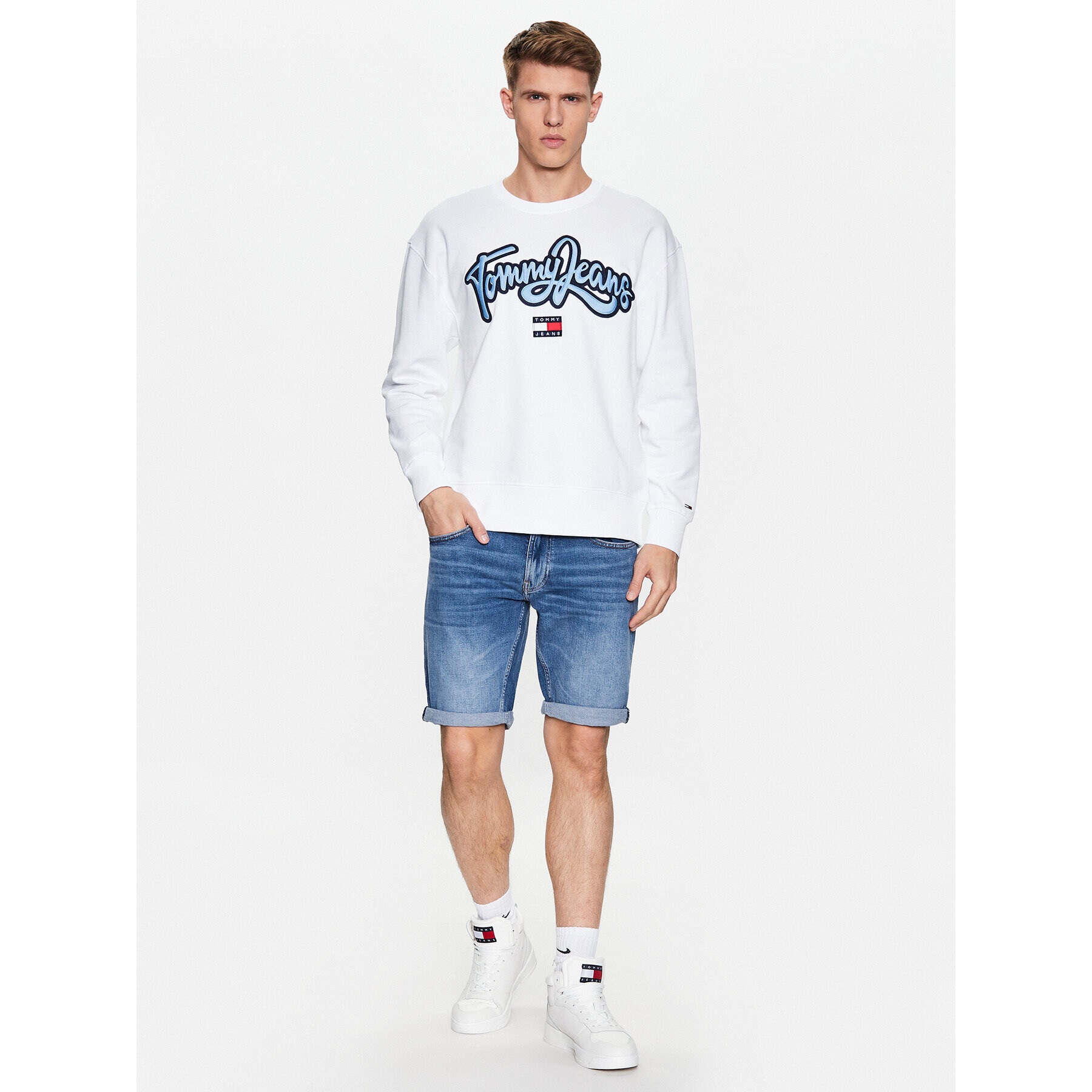 Tommy Jeans Суитшърт College Pop DM0DM16383 Бял Relaxed Fit - Pepit.bg